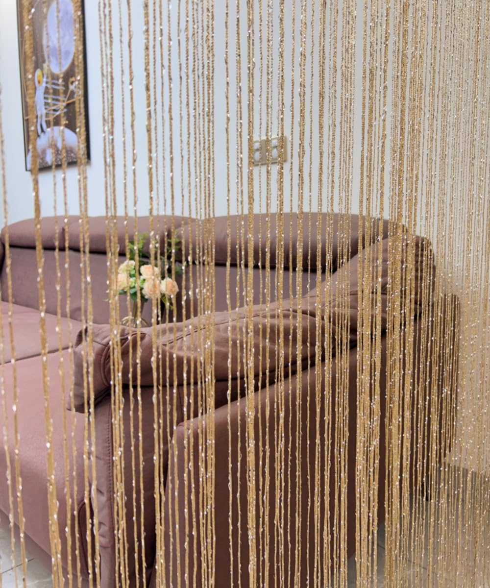ave split Decorative Door String Curtain Wall Panel Fringe Window Room Divider Blind Divider Tassel Screen Home 100x200centimeter (Champagne18)