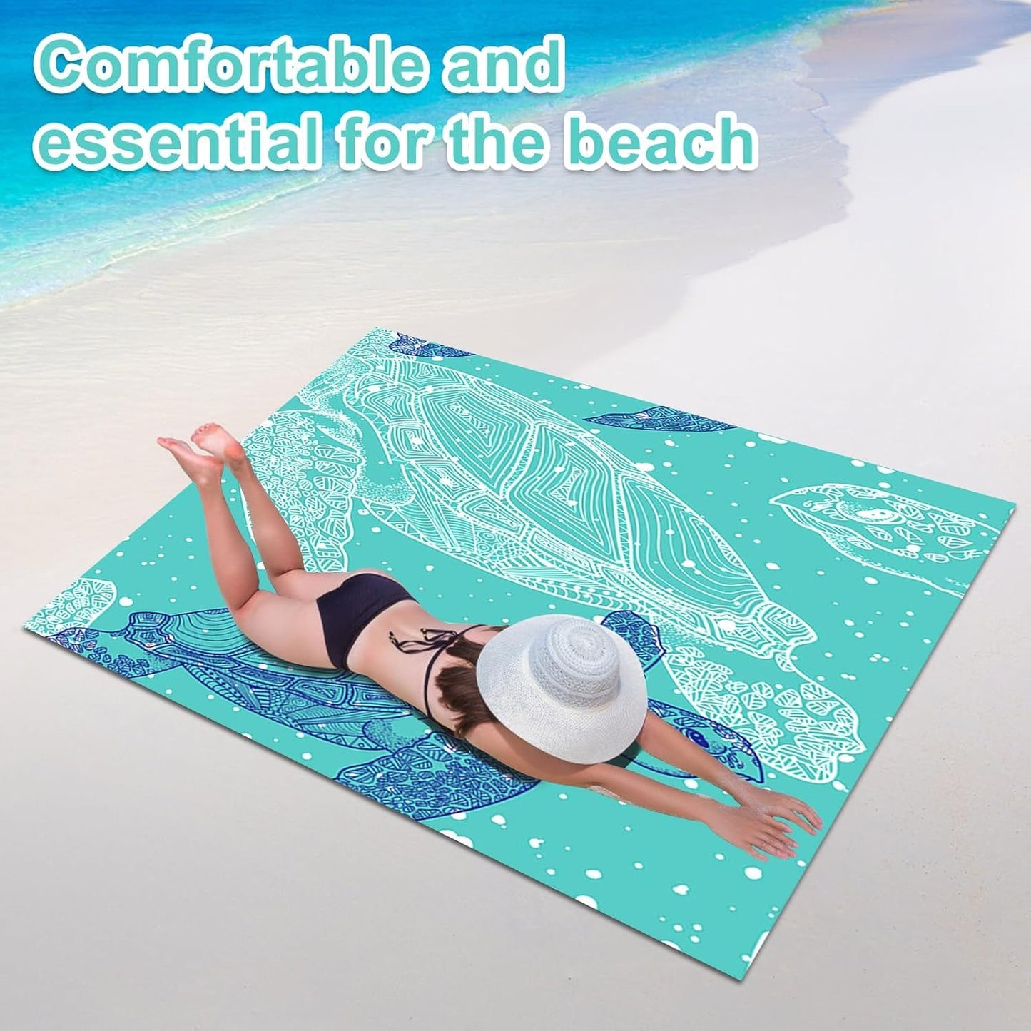 JKSvrenthy Beach Blanket Waterproof Sandproof Beach Mat Sand Free Beach Essentials for Picnic Party Travel Camping Hiking - 79" X 83"