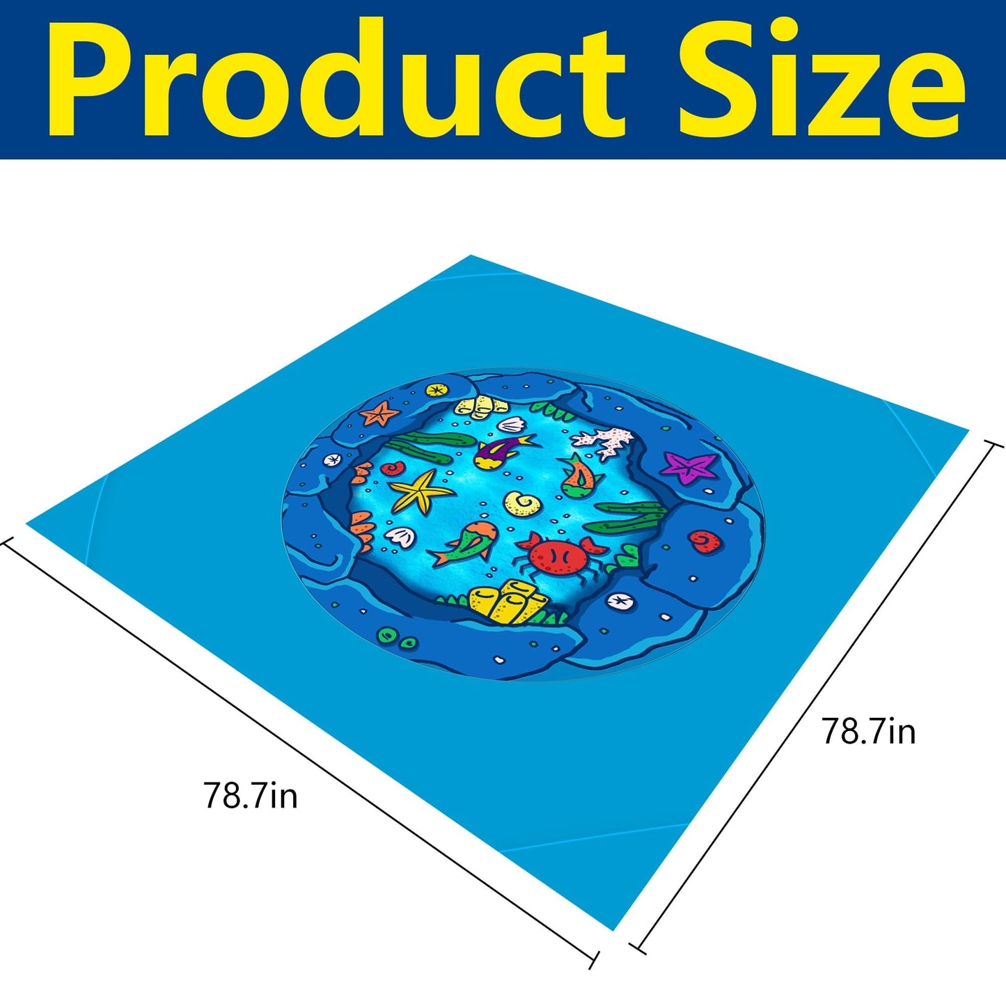 RunNico 6.6 x 6.6 Ft Portable Baby Beach Pool, Waterproof Beach Pool Blanket for Toddler with Water Bag, Collapsible Beach Puddle Mat for Boys Girls Kids Infant Outdoor Summer Vacation