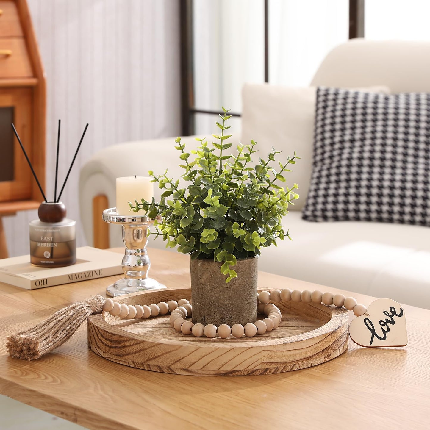 Hobyhoon 3pcs Small Fake Plants Eucalyptus,Small Potted Artificial Plant Indoor for Shelves, Bathroom Plants Decor for Shelf Desk Home Modern Farmhouse Living Room Coffee Table Decor (Sage Green)