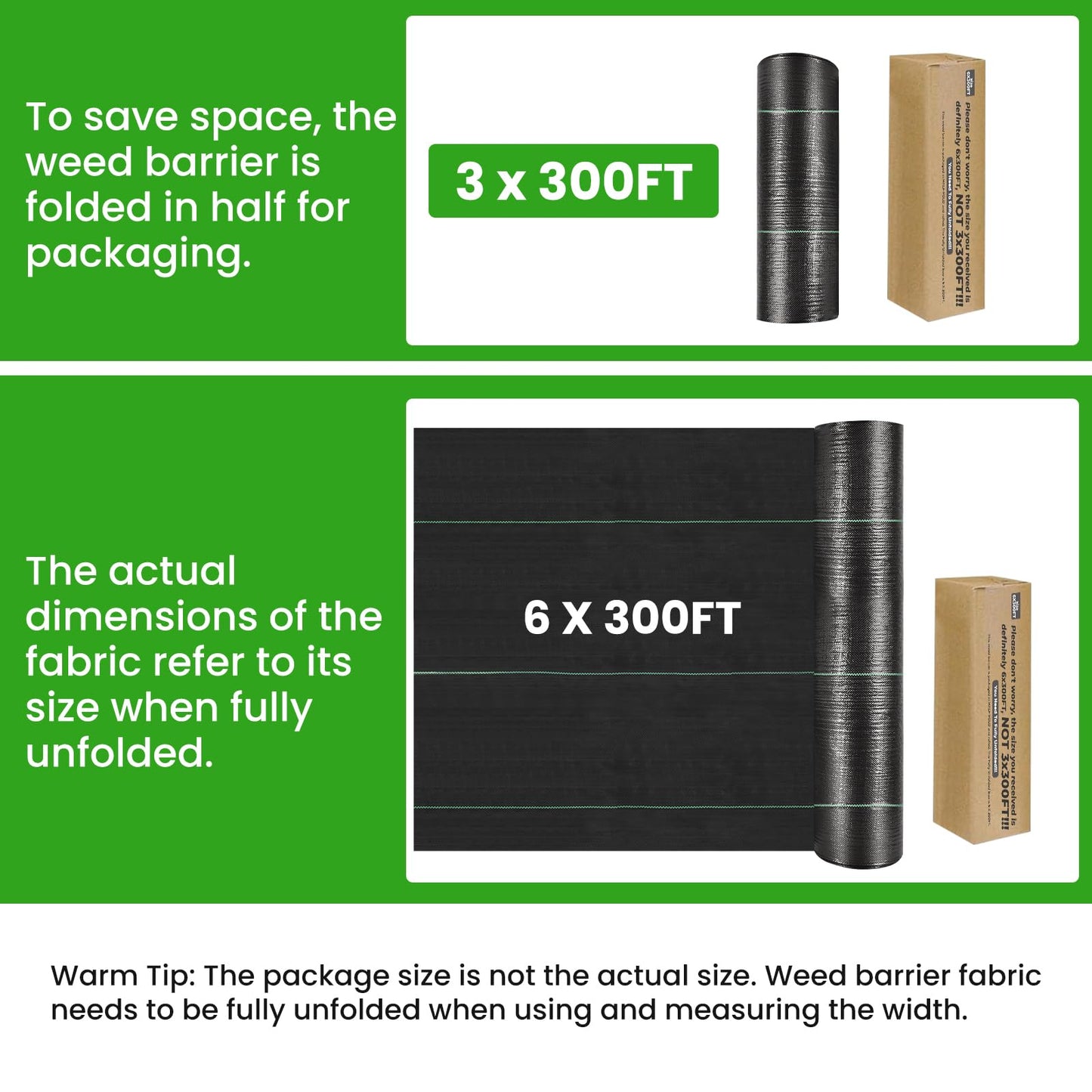 Weed Barrier Fabric, 6x300ft Landscape Fabric, 3.2oz Heavy Duty Durable Woven Geotextile Fabric, High Permeability Ground Cover Mat, Driveway Fabric, Garden Weed Control Cloth with 20 U-Securing Pegs