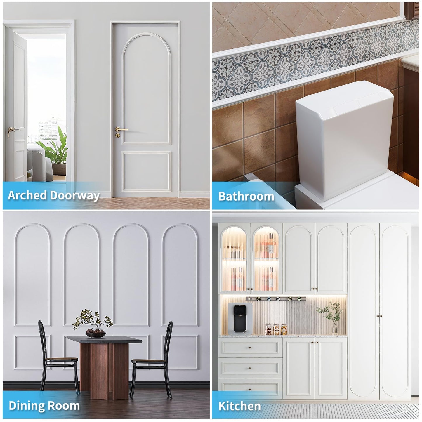 Art3d 30Ft Flexible Peel and Stick Crown Molding Trim, Self-Adhesive Panel Moulding Décor Lines for Wall Door Cabinet Frame, Mirror Window Borders & Home DIY, White