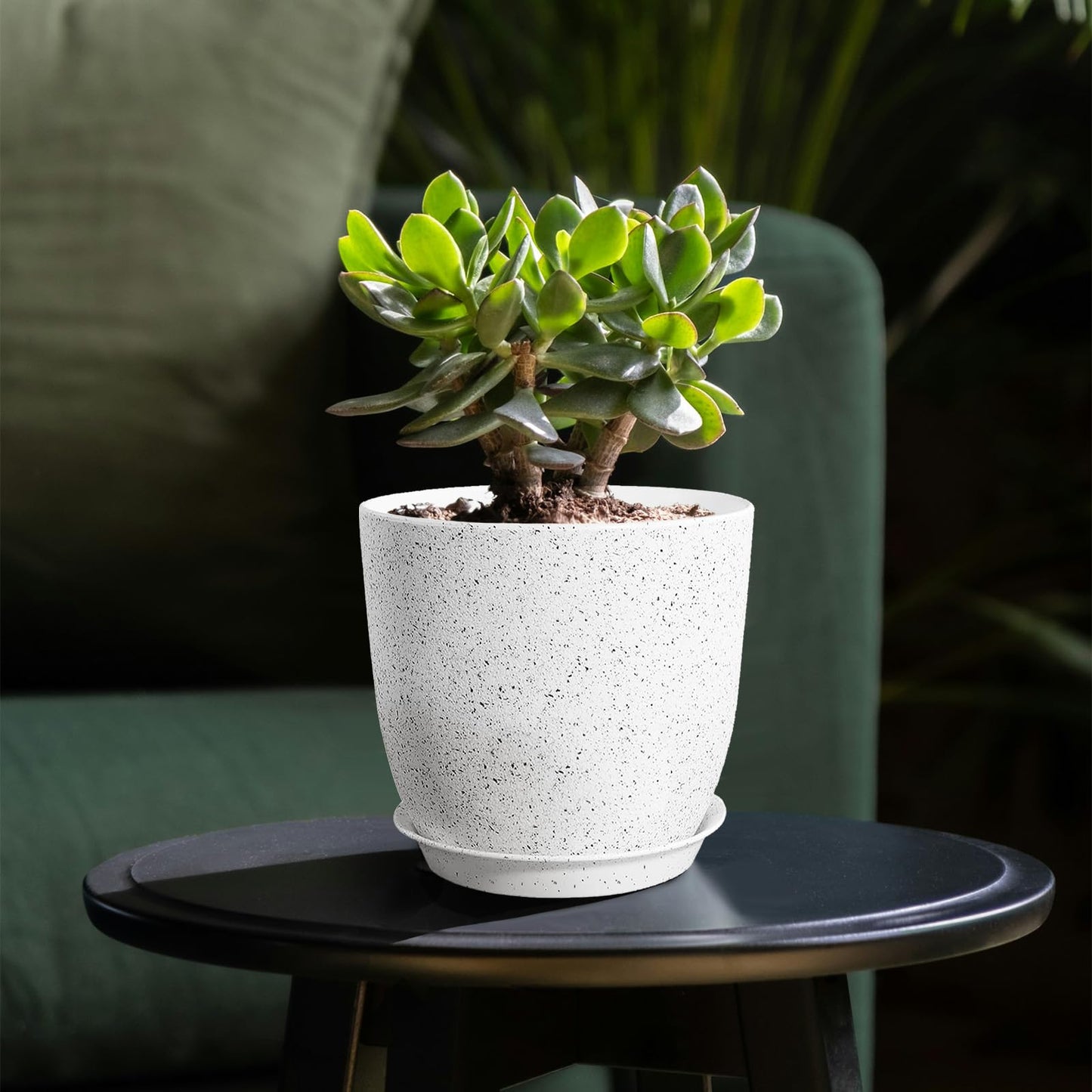 SE SUN-E Set of 4 Flower Pots for Outdoor Indoor, Planters for All Houseplants, Succulent, African Violets, Orchid and Cactus, Plants Pots, Speckled White