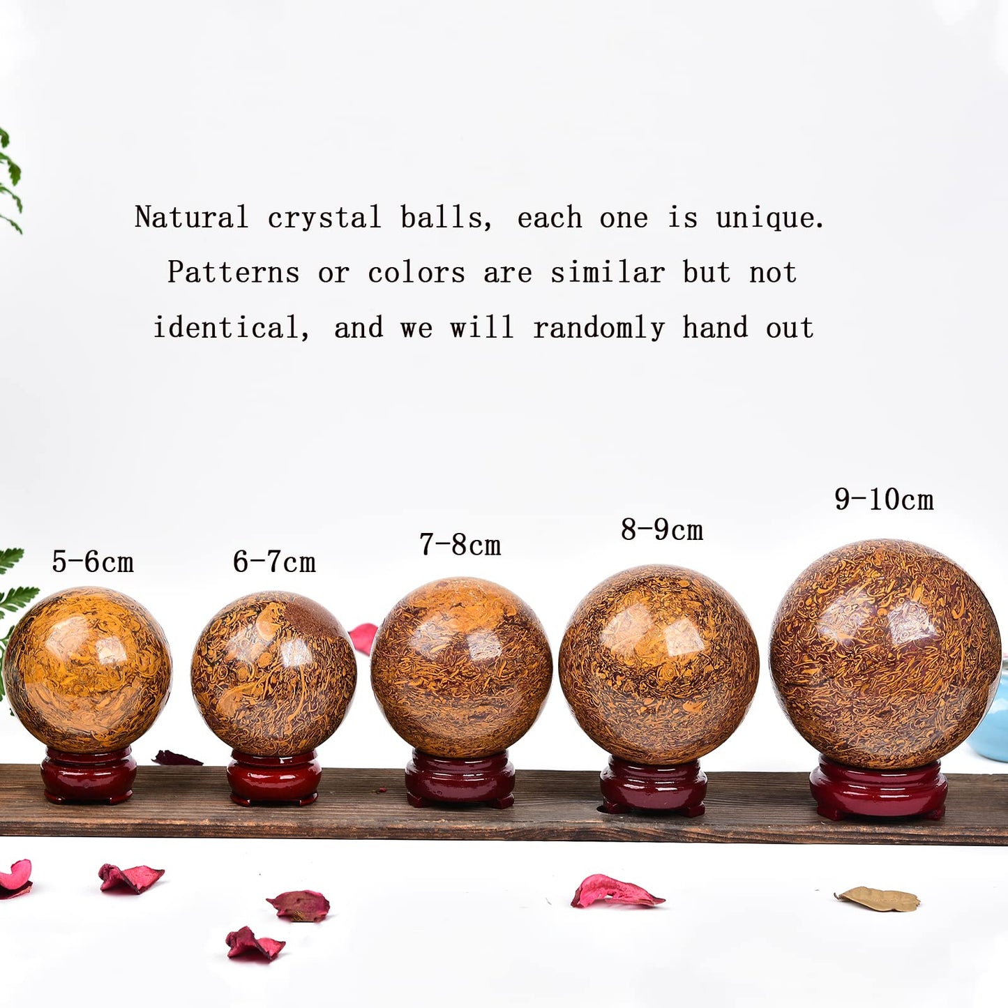 JIC Gem Reiki Healing Crystals Sphere Ball Natural Golden Silk Jade Gemstone with Decorative Stand Home Decoration (50-60mm)