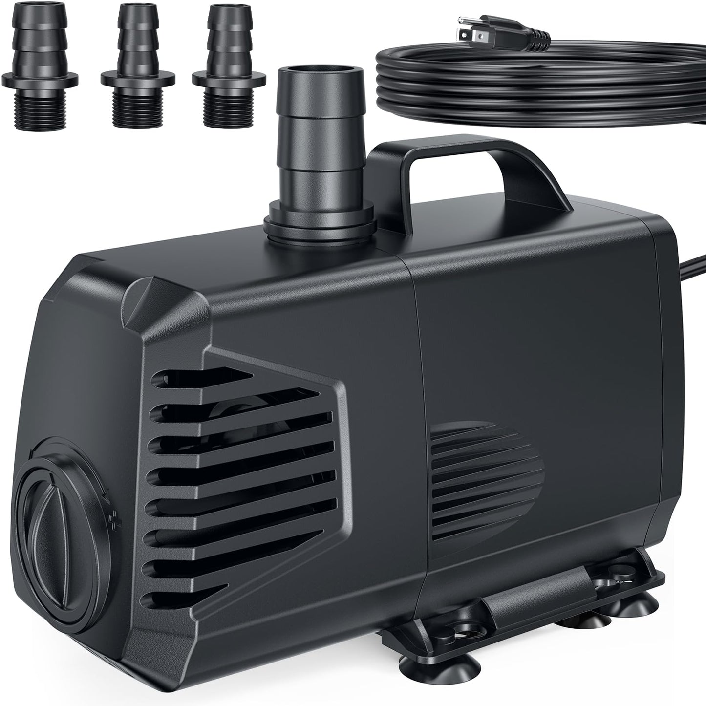 POPOSOAP 880GPH Submersible Pump(3200L/H, 85W), Ultra Quiet Fountain Pump with Over Heating Protection & Filter Sponge 10.5ft High Lift for Pond, Fish Tank, Aquarium, Hydroponics, Waterfall Q105