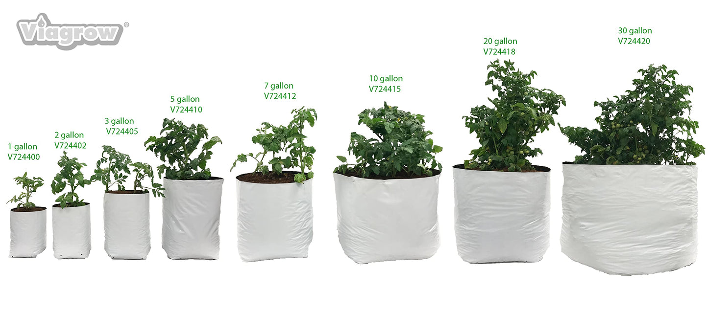 Viagrow Grow Bags Thick Plastic Grow Bags for Potting, Seedlings, Rootings, 1 Gallon 100 Pack, White