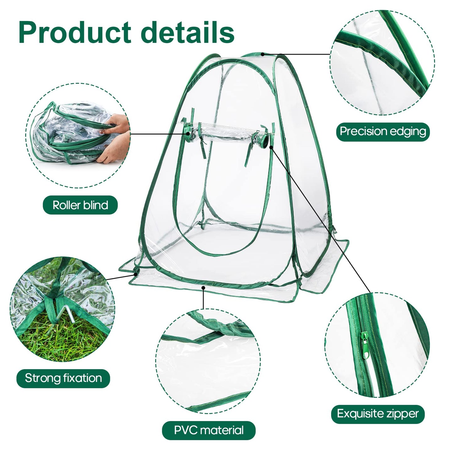 Lyellfe Pop Up Greenhouse Cover, PVC Mini Greenhouse with Nails, 28" x 28" x 34" Clear Portable Backyard Gardening Flower Sunshine Tent Room for Indoor Outdoor Plant, Cold Frost Protector