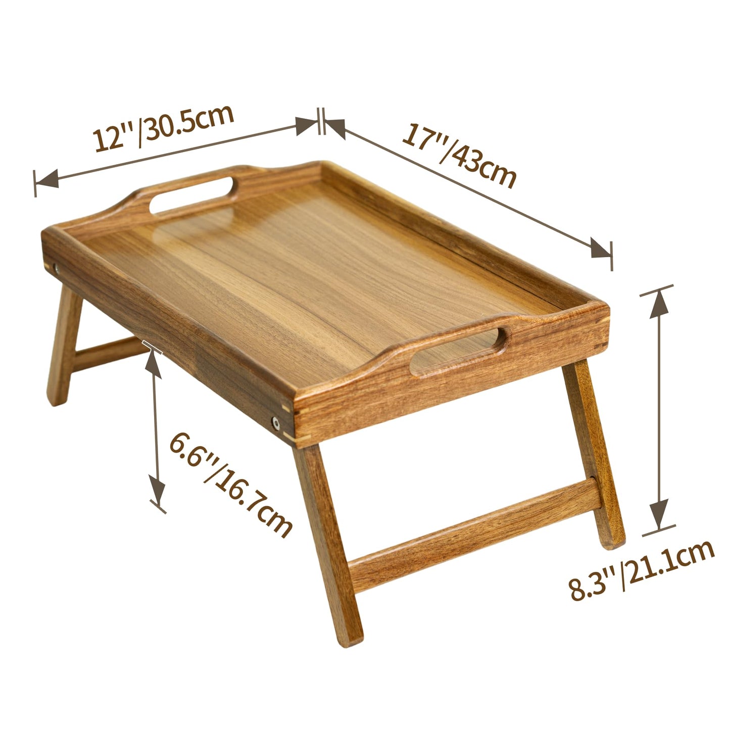 Utoplike Acacia Bed Tray for Eating, Breakfast Trays with Foldable Legs for Bed, Wood Folding Serving Table for Sofa