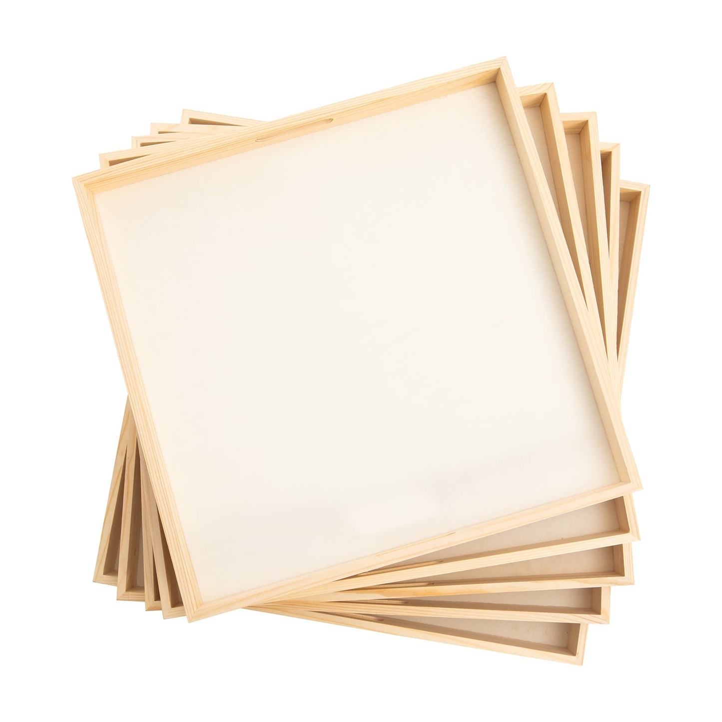 Wooden Nested Serving Trays – Unfinished Square Trays with Cut-Out Handles for Crafts, Serving, Ottomans & Home Décor – Set of 5