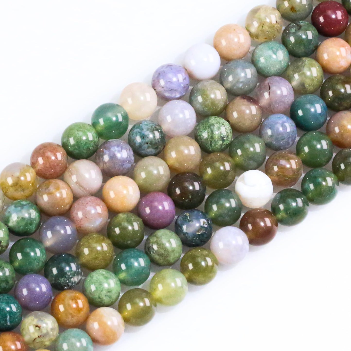 6mm Natural Gemstone Round Indian Agate Loose Beads for Jewelry Making Bracelets Necklace Earrings Art Craft (60-62pcs/strand)