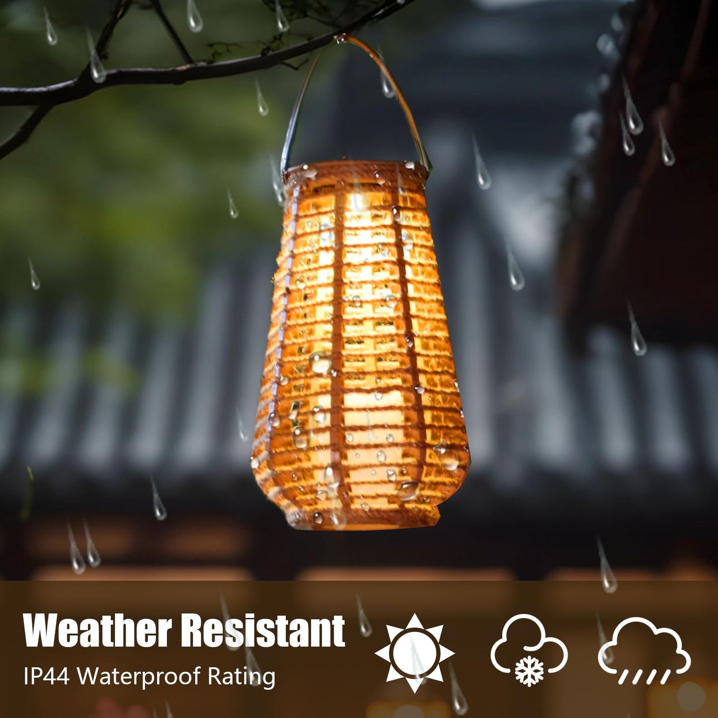 Solar Lanterns Outdoor Waterproof, Vase-Shaped Solar Lantern with Handle, Hand-Wound Rope Outdoor Lantern Dusk to Dawn 6-8Hr, Hanging & Tabletop Decor for Garden/Patio
