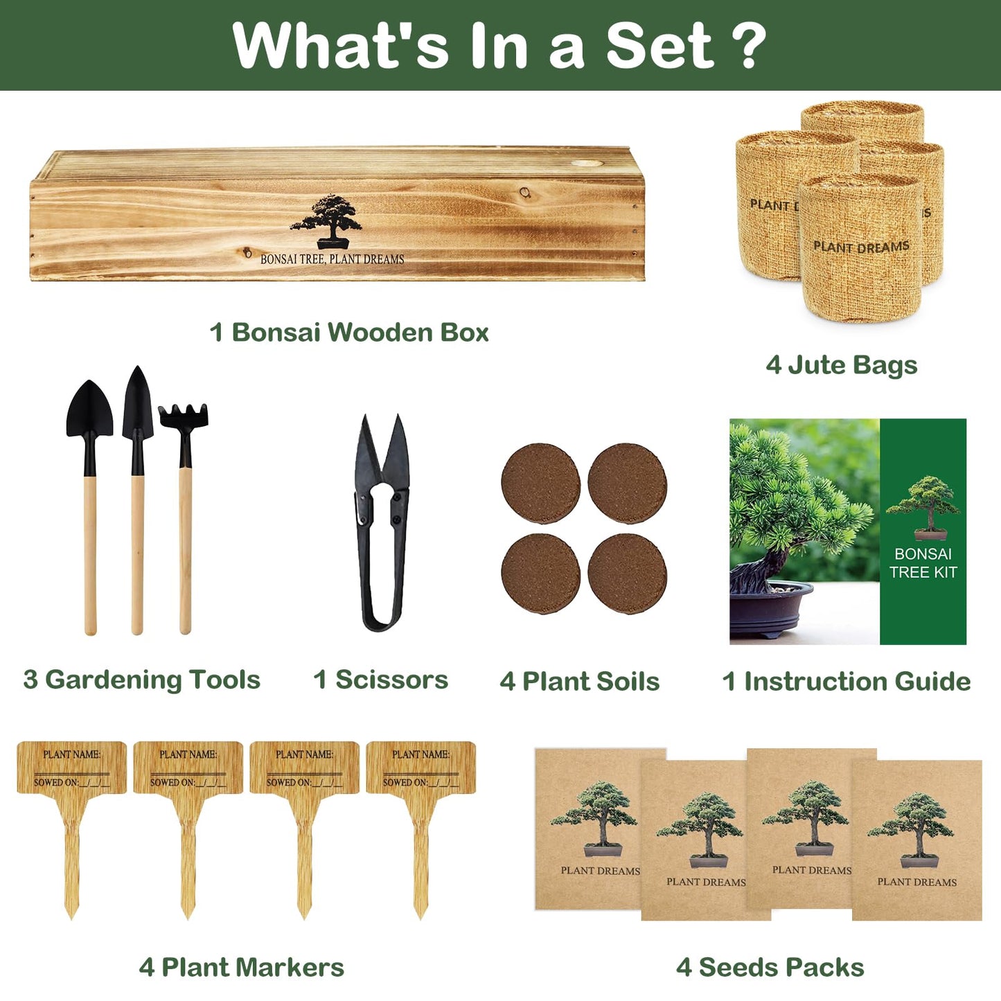 LUOJIBIE Bonsai Tree Kit, Complete Bonzai Tree Starter Kits, for Mom, Unique Christmas Birthday Gardening Gifts for Women Mom Men Grandkids, Crafts Hobby Kits