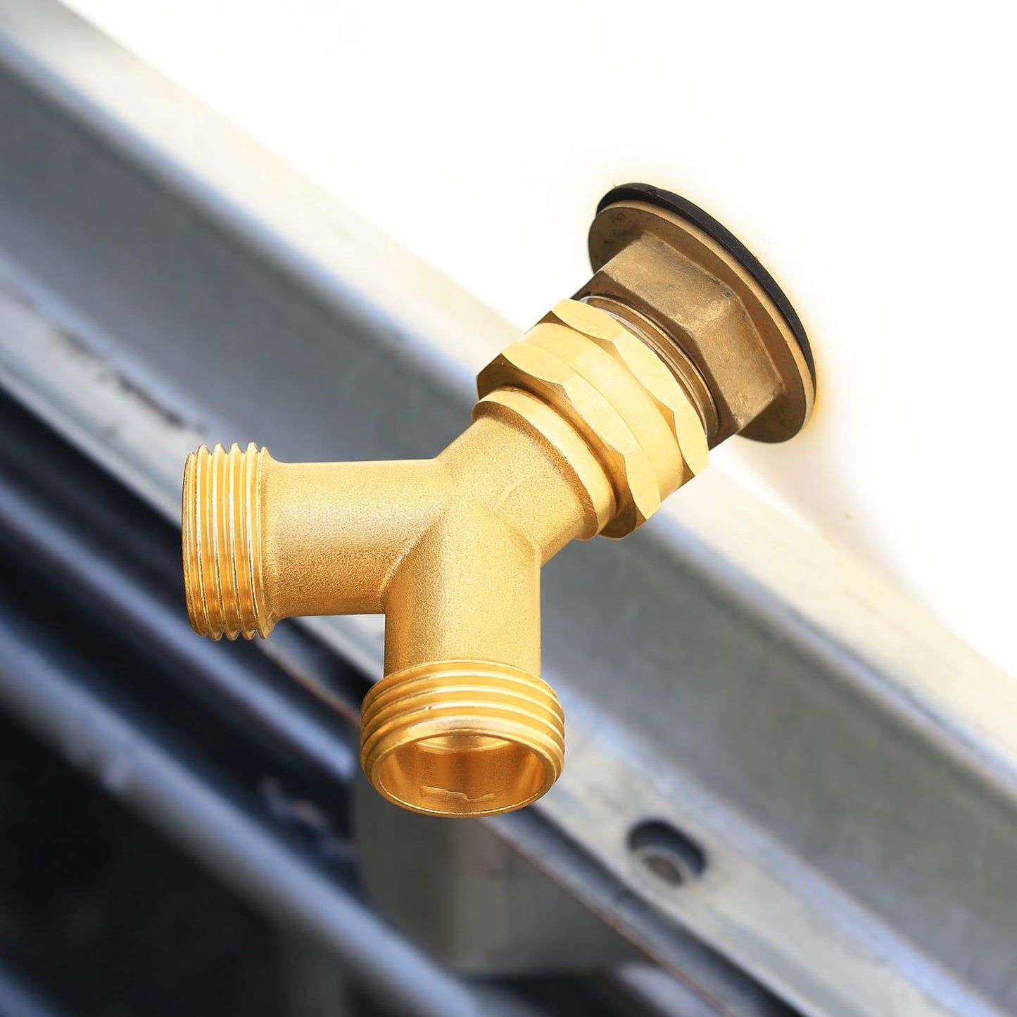 SIGURANTA Garden hose splitter, Brass Y-Type Unrestricted Flow Fitting, Garden Faucet splitter (2-way full flow 2Pcs)