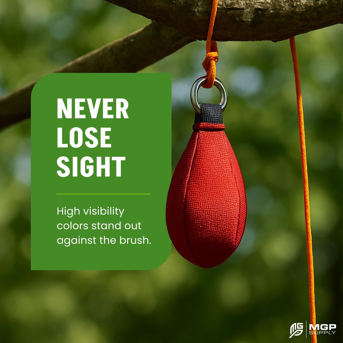 MGP SUPPLY Arborist Throw Line Kit | 15oz Throw Weight & 166ft Rope | Ultra Slick 100% Polyester Rope | Arborist Equipment For Tree Climbing