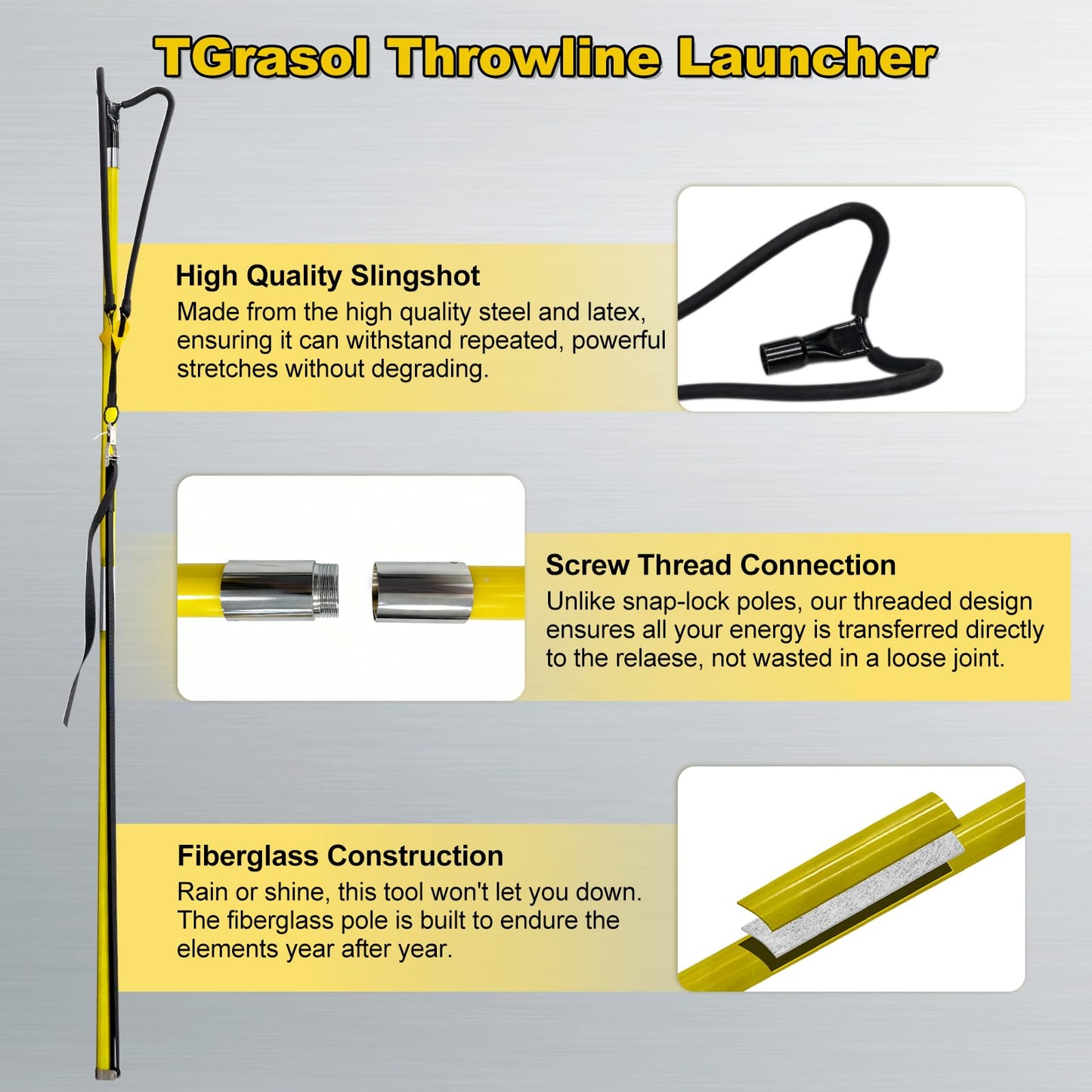 TGrasol Slingshot Arborist Throwline Rope Launcher, High-Accuracy & Effort-Saving Rope Slingshot for Tree Work & Line Placement (Upgrade with Trigger)