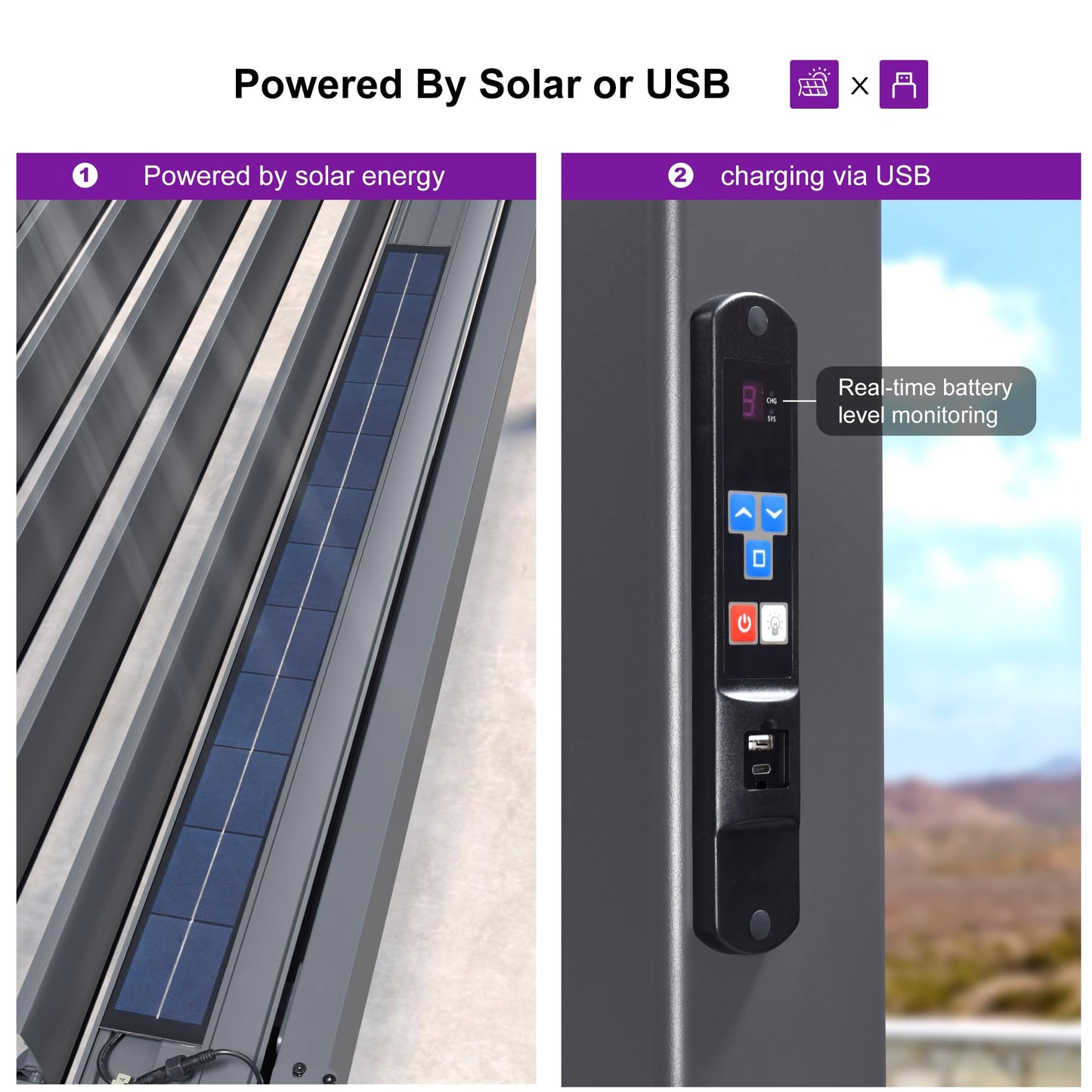 PURPLE LEAF Huge Louvered Pergola 92KS 13' x 20' with Integrated Solar LED Strip Light Adjustable Aluminum Roof Large All-Weather Plus Pergolas for Outdoor Kitchen Yard Gray