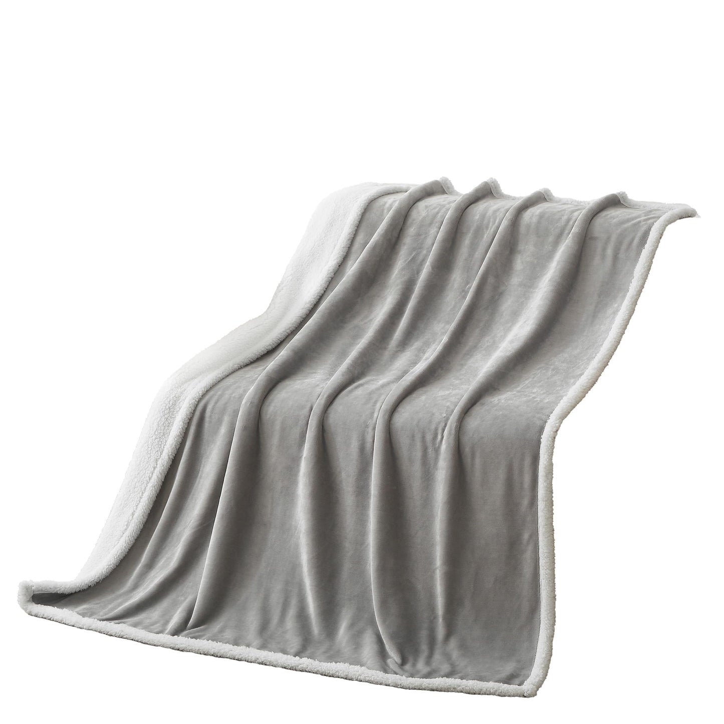 COZYXWORLD 480GSM Thick Warm Blanket, 50x60 Double-Layered Sherpa Fleece Throw for Couch, Oeko-TEX Certified, Soft Fuzzy Reversible, Grey 50x60