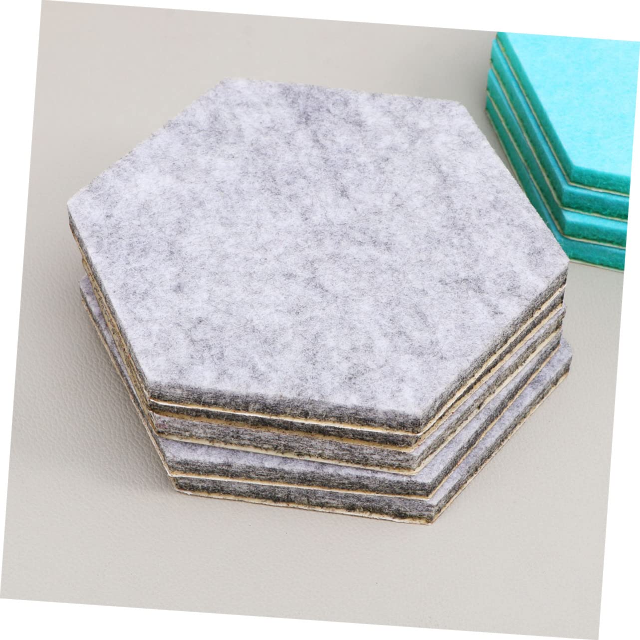 Homoyoyo 20pcs Hexagon Felt Wall Stickers Adhesive Decorative Wool Felt Board for Home and Classroom Use Mint Grey Creative Wall Decor for Office Classroom Spaces