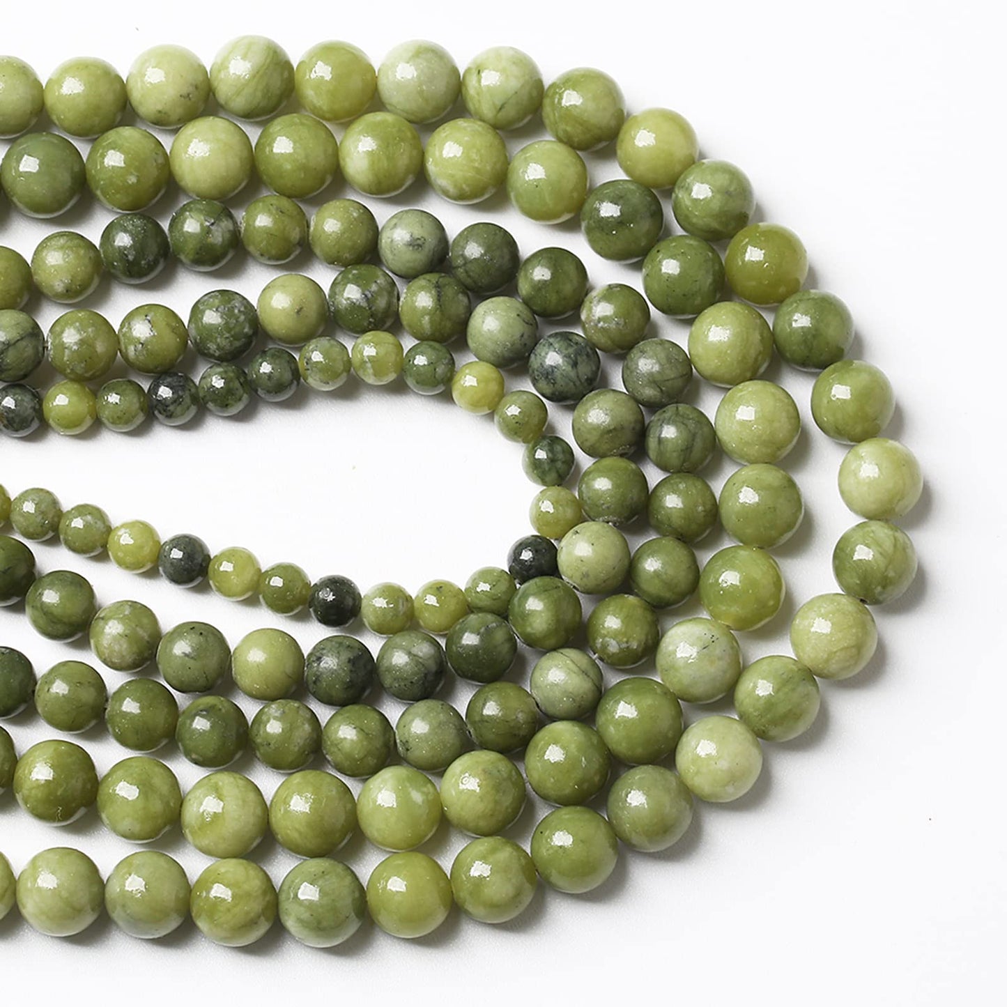 90PCS 8mm Natural Chinese Green Jade Beads Gemstone Round Loose Beads for Jewelry Making DIY Bracelet Necklace 32" 2 Strands