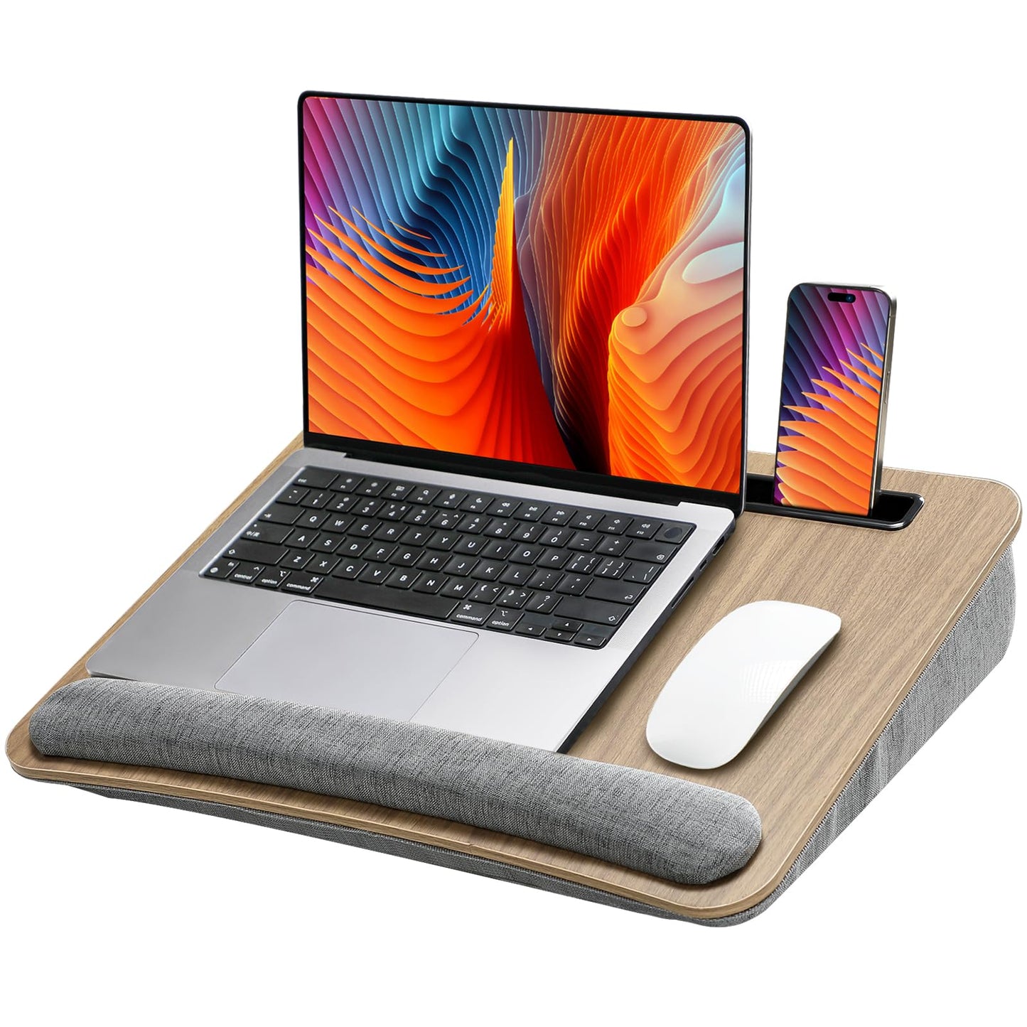 HUANUO Laptop Lap Desk - Portable Lap Desk with Pillow Cushion, Fits up to 15.6 inch Laptop, with Anti-Slip Strip & Storage Function for Home Office Students Use as Computer Laptop Stand, Book Tablet