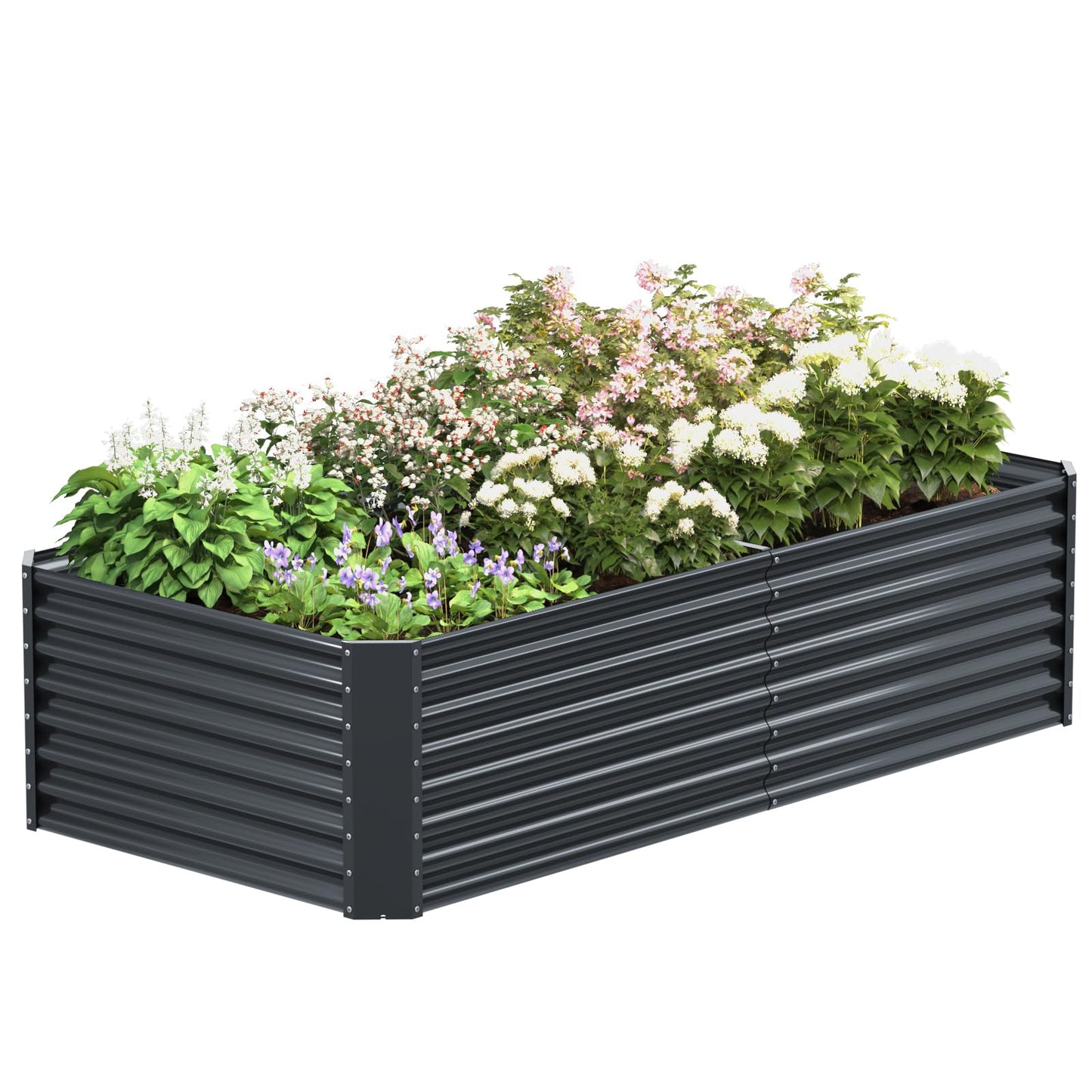 FRIZIONE 6FT(L)×3FT(W)×2FT(H) Raised Garden Bed Outdoor for Flower, Garden Planter Box for Vegetable, Raised Garden Beds for Herb, Succulent, Dark Gray