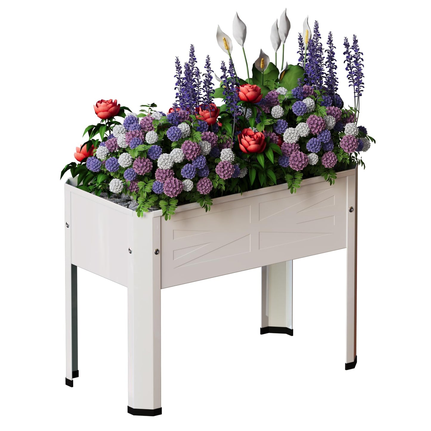 PROXRACER Raised Garden Bed with Detachable Tall Legs Elevated Metal Planter Box for Growing Fresh Herbs Vegetables Flowers Succulents&Other Plants for Outdoor Backyard Patio Deck Balcony White