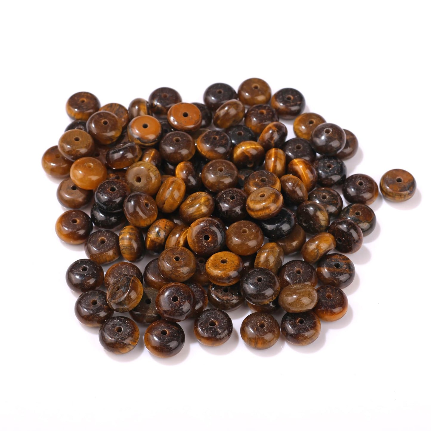 Raicegs 100pcs 5×8mm Rondelle Tiger’s Eye Beads Natural Gemstone Beads Abacus Disk Stone Loose Beads for Jewelry Making DIY Bracelets Necklace