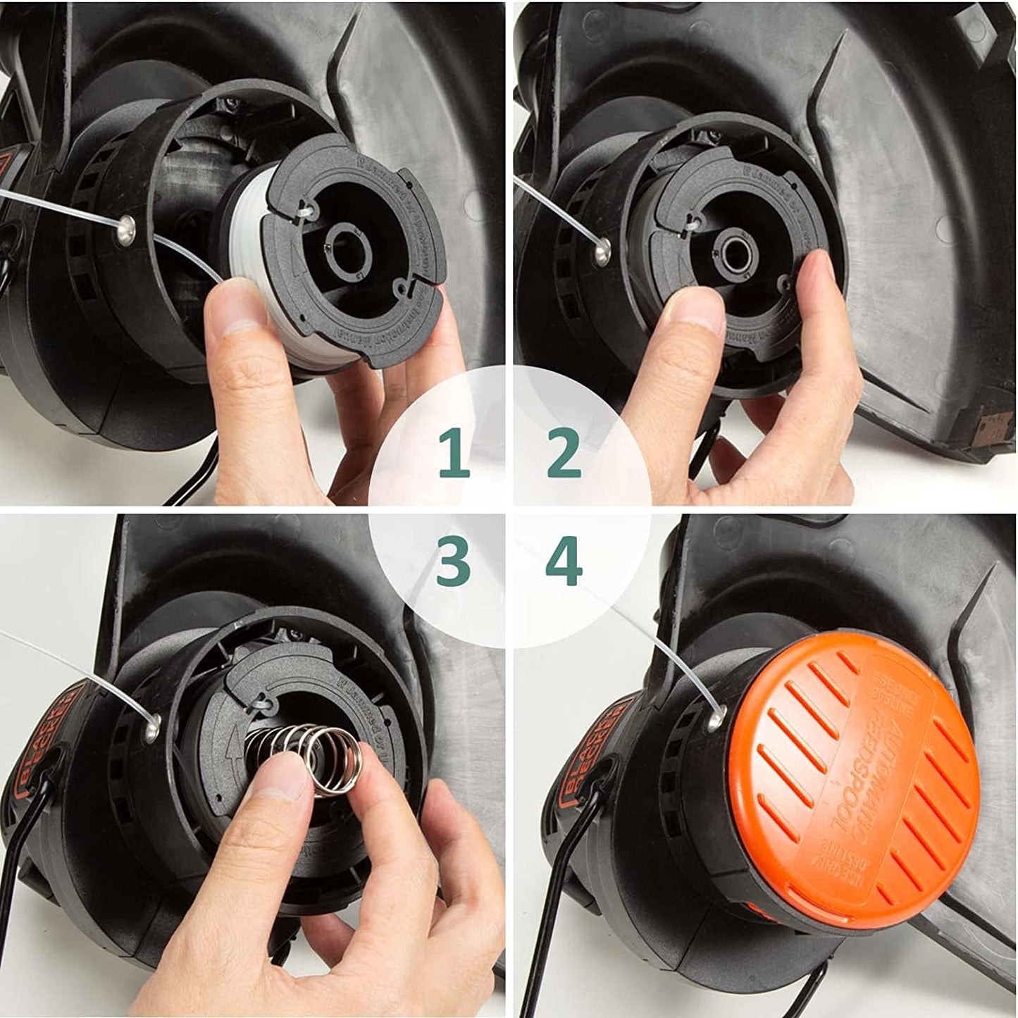 YWTESCH 16 Pack Weed Eater String Compatible with Black+Decker, 360ft 0.065" AF-100 Replacement Spool, Autofeed String Trimmer Line Fit for Black+Decker Weed Wacker(12 Spools,4 Spool Caps,4 Springs)