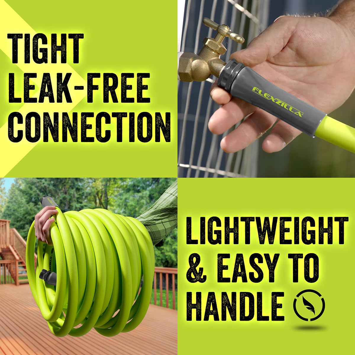 Flexzilla Garden Hose 5/8 in. x 25 ft., Lightweight All-Weather Water Hose, Durable and Flexible, Leak-Free Connections