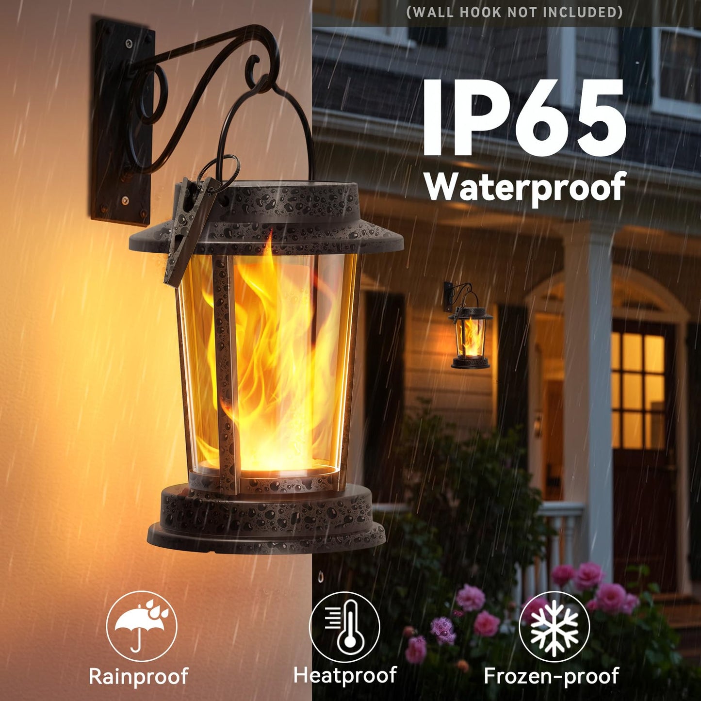 WdtPro 4 Pack Solar Lanterns Outdoor Waterproof, Upgraded Flickering Flame Solar Lights Outdoor, Solar Powered Lanterns Decorative, Hanging Solar Lantern for Patio Garden Yard Path Porch Tree Decor