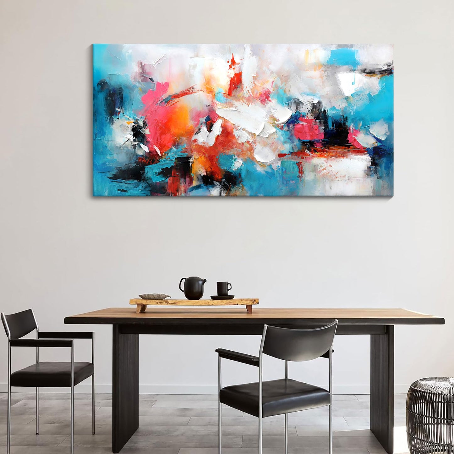 Mofutinpo Abstract Wall Art Canvas Hand-Painted Art in Blue and Pink Office Wall Decor Wall Art for Living Room Paintings for Wall Decorations Modern Wall Decor for Bedrooms, and dining Room 24×48in