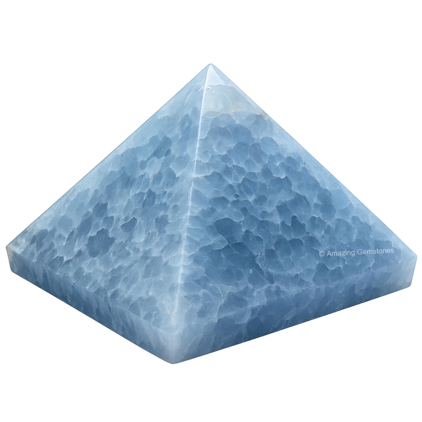 Amazing Gemstone Blue Calcite Pyramid Crystal Healing Stones - 2" Great Pyramid Figurine of Natural Stone Pyramid for Meditation, Reiki, Chakra Balancing and Crystal Pyramids Grid