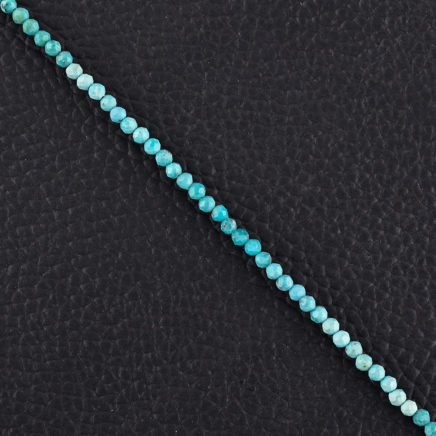 QNAVIC Real Shaded Blue Turquoise Gemstone Micro Round Beads Dainty Bangle Bracelet Jewelry for Women Healing Chakra Crystals December Birthstone Gifts Silver Plated Chain 8 inch