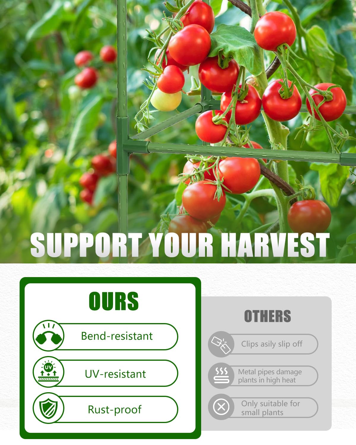 joyhalo 3 Pack Tomato Cage for Garden, 47 Inch Heavy-Duty Tomato Trellis, Height Adjustable Garden Trellis for Climbing Plants Vegetables Flowers Cucumber Peony