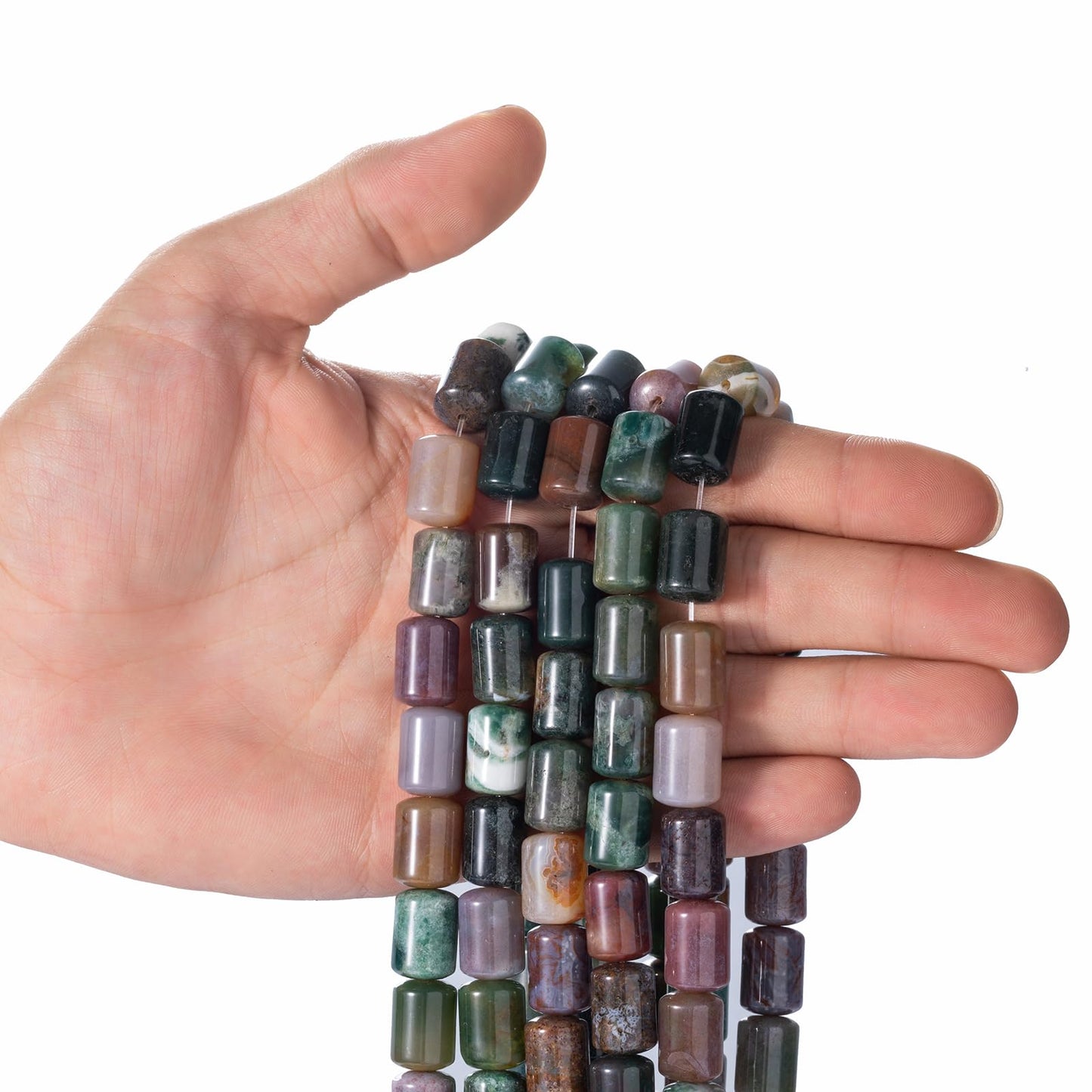 Natural Indian Agate Cylinder Tube Beads 10x14mm 38cm/str Loose Semi Gemstone Stone Beads for Making Bracelets Necklace