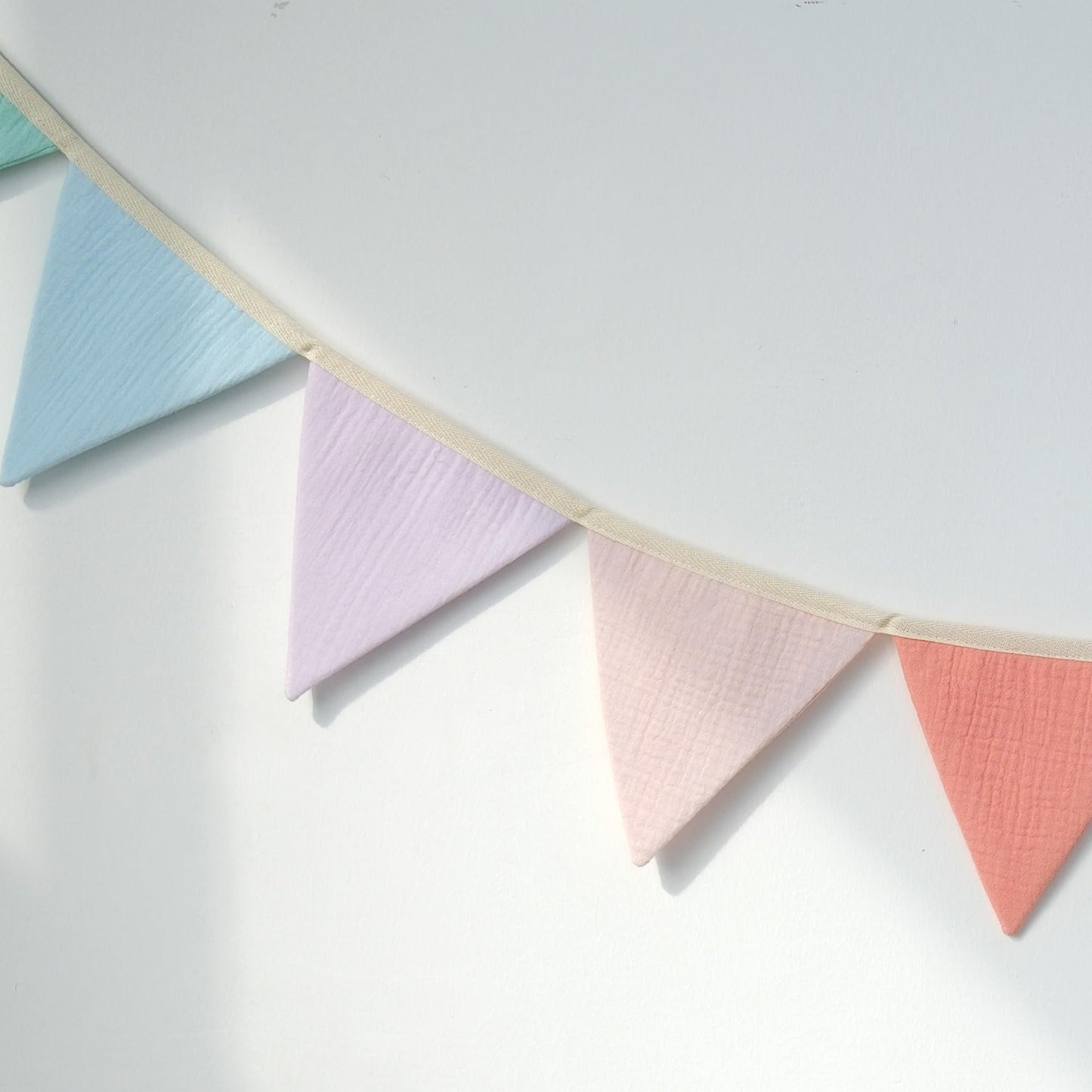 JUIIZAY Pennant Banner Flags Pastel Fabric Triangle Bunting Garland for Playroom Nursery Decor Hanging Party Decorations