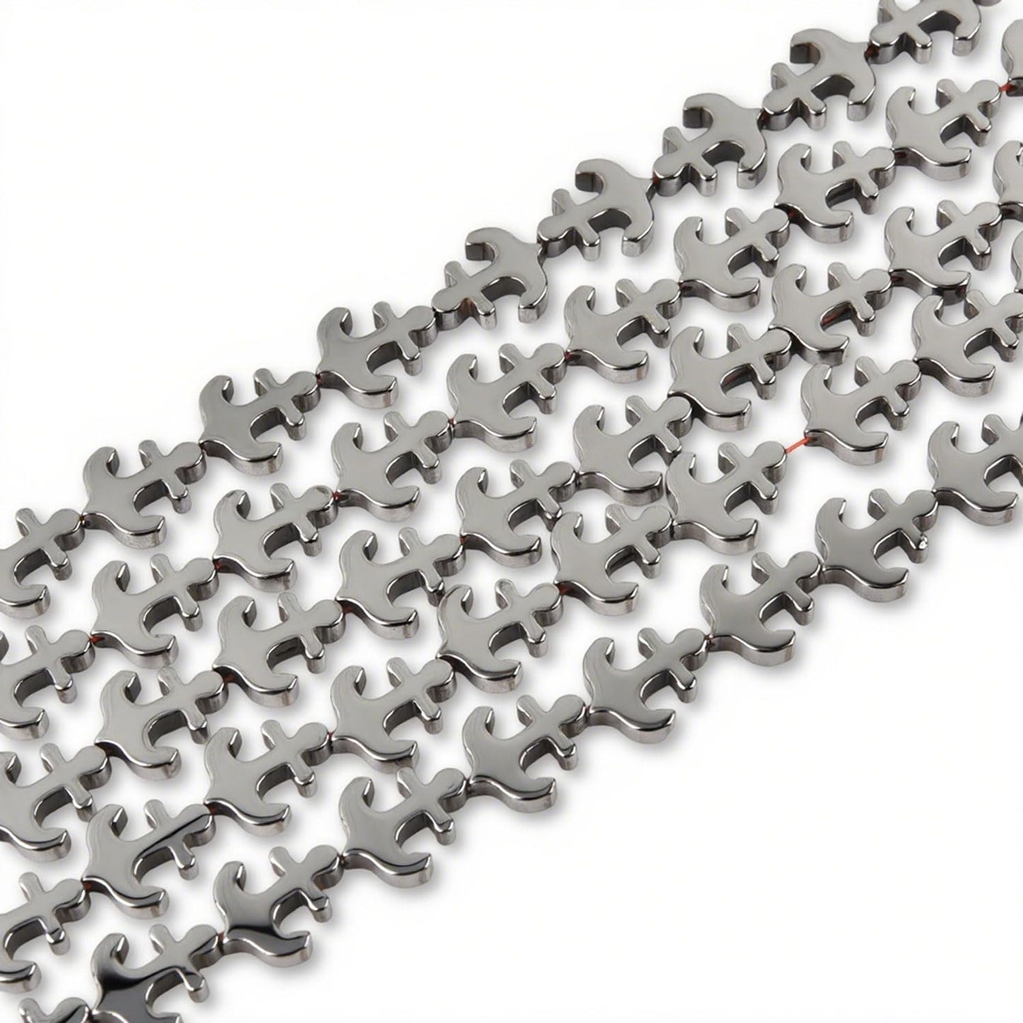 HAAMIIQII 30pcs 11x13mm Natural Black Hematite Loose Gemstone Beads Anchor Shape Spacer Stone Beads for Jewelry Making DIY Bracelets Necklaces Crafting