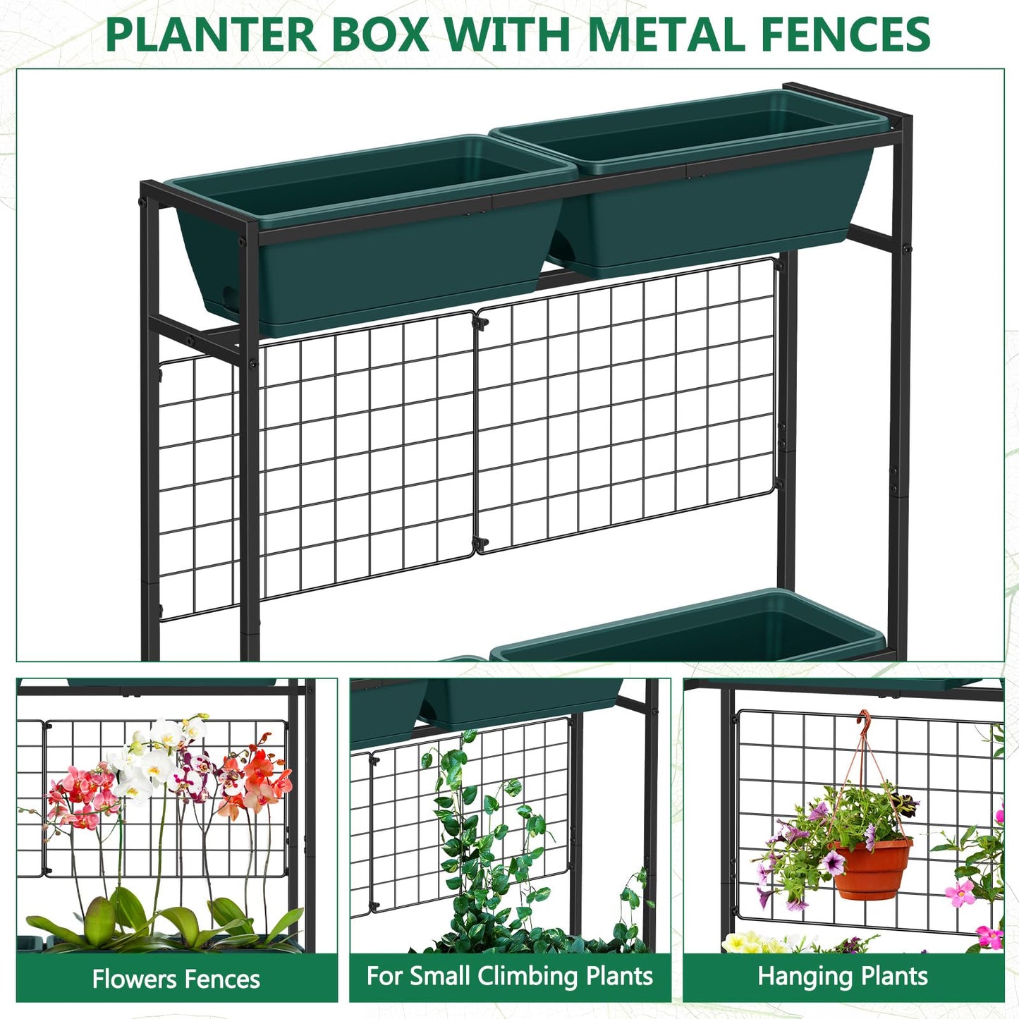 ETELI Vertical Raised Garden Beds 32.4" Tall Planter Raised Beds Boxes Outdoor Herb Garden Planter with Metal Fences Legs for Small Climbing Plant Gardening Vegetables Patio Balcony Porch, Green