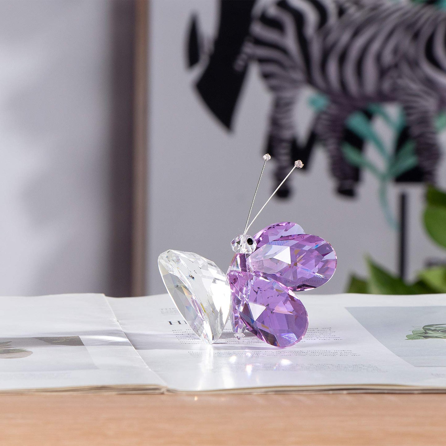 Arikyrist Crystal Purple Collectible Butterfly Statue Gift for Butterfly Lover, Crystal Butterfly Figurine for Home Office Decor