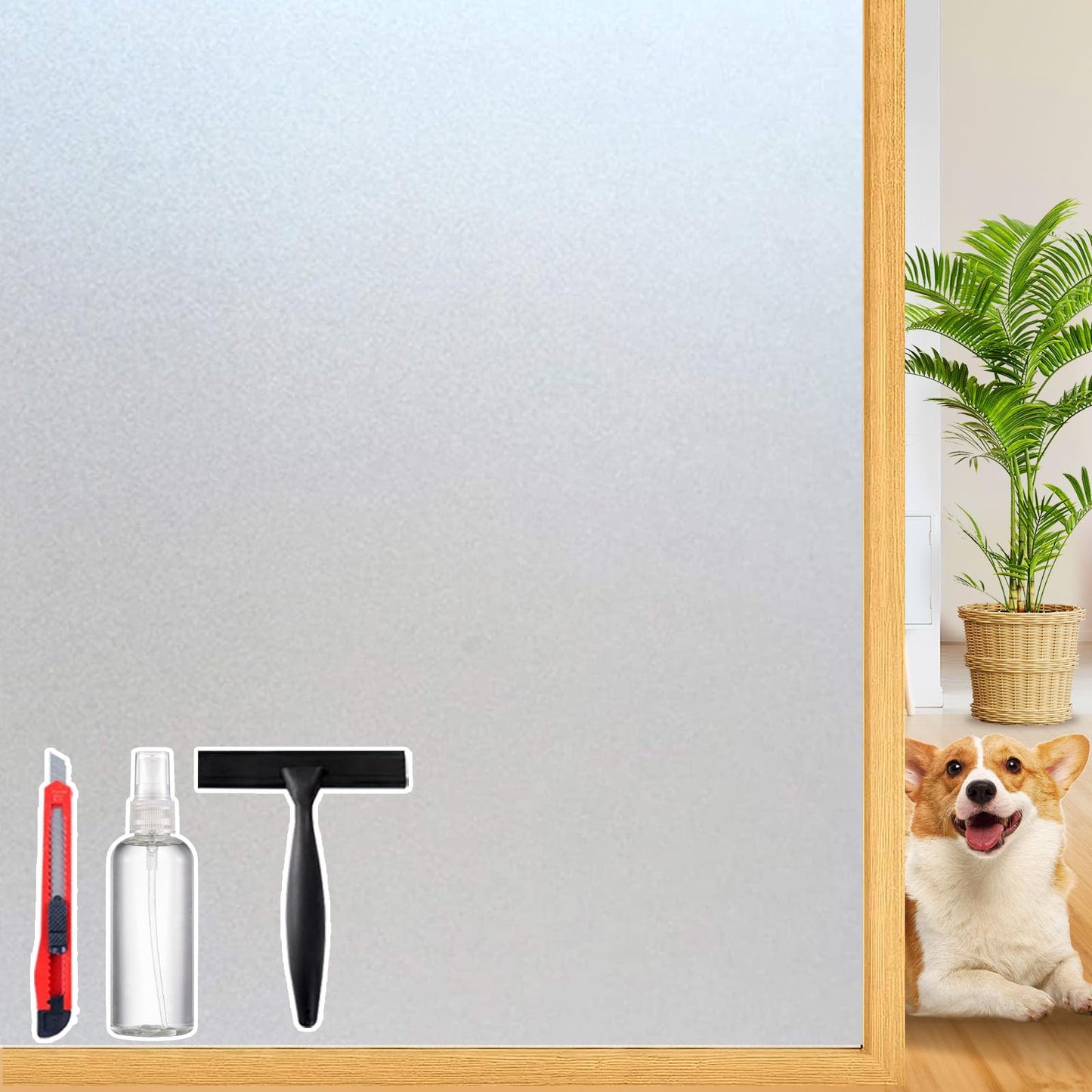 Dwersty Frosted Glass Window Privacy Film Decorative, Bathroom Window Privacy Film for Glass Windows Cover, Static Cling, Removable, Reusable, Anti-UV, Anti-Glare, Heat Blocking, 17.5 by 78.74 inch