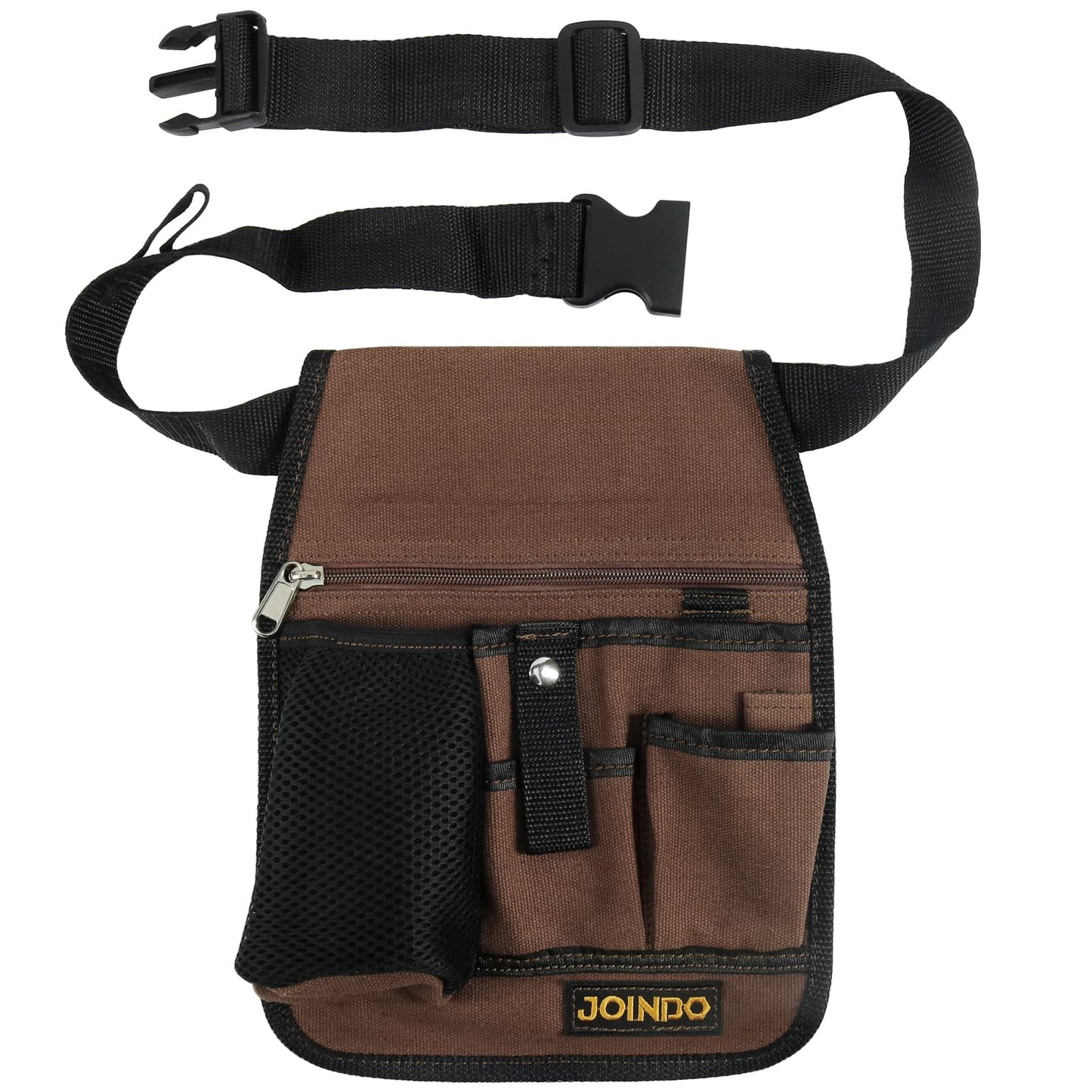 JOINDO Garden Tool Pouch, Garden Tool Belt, Lightweight Tool Pouch with Pockets and Zipper, Utility Belt Canvas Tool Bag with Adjustable Waist Belt, Waist Tool Bag Apron for Women Men