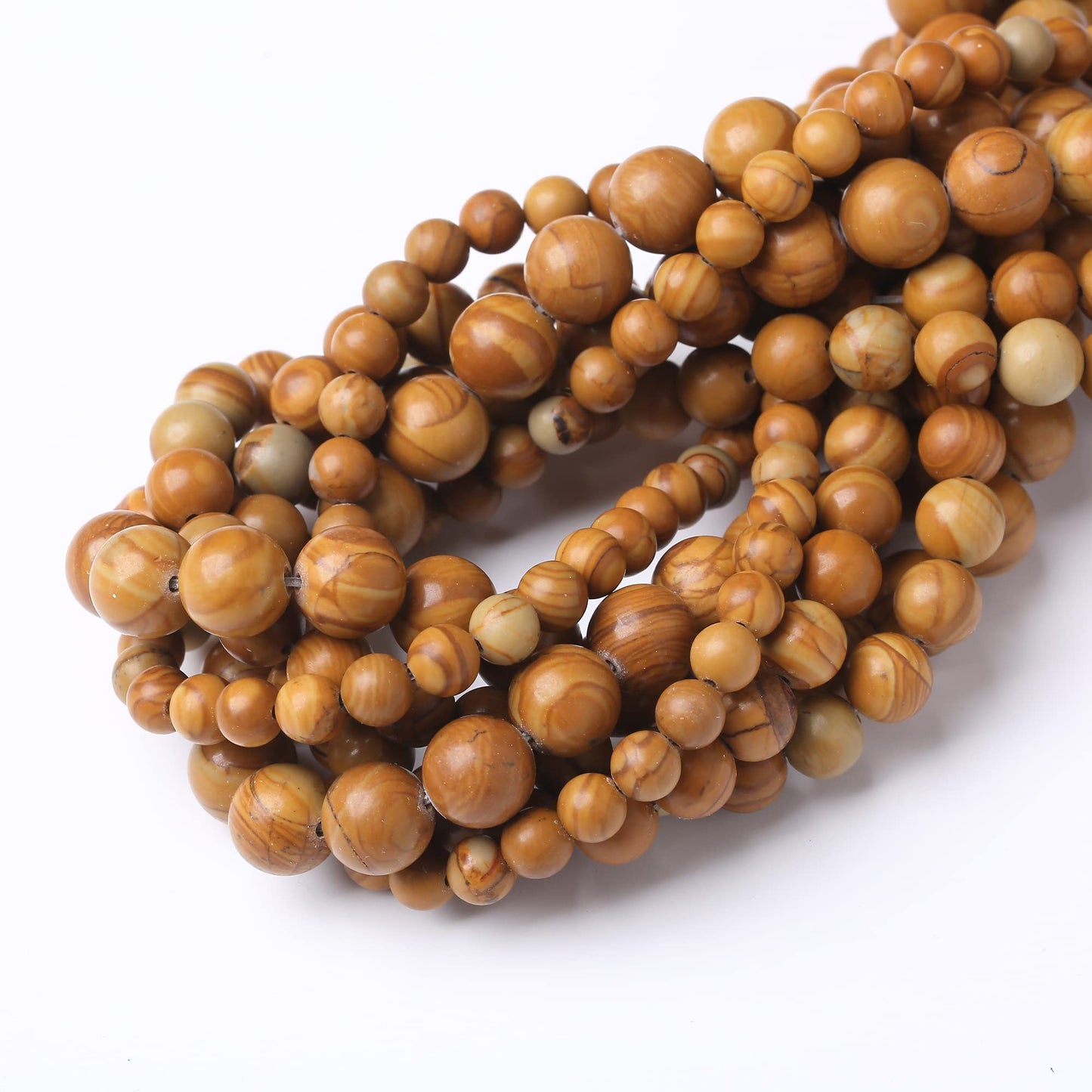 10MM Woodgrain Jasper Round Loose Beads Natural Gem Beads Crystal Energy Stone Beads for Jewelry Making DIY Bracelet Necklace