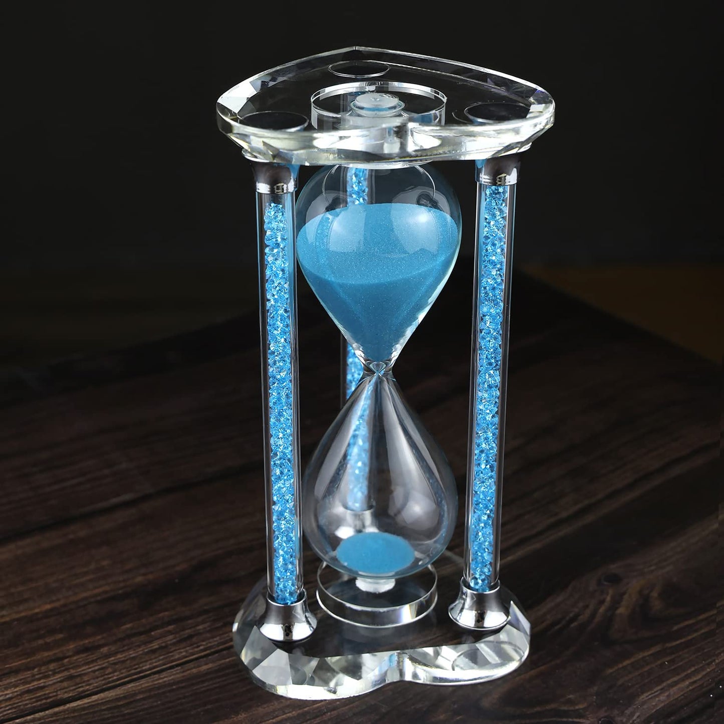 60 Minutes Sand Timers,Heart Shaped Crystal Hourglass, Sand Clock with Gift Box (Blue)
