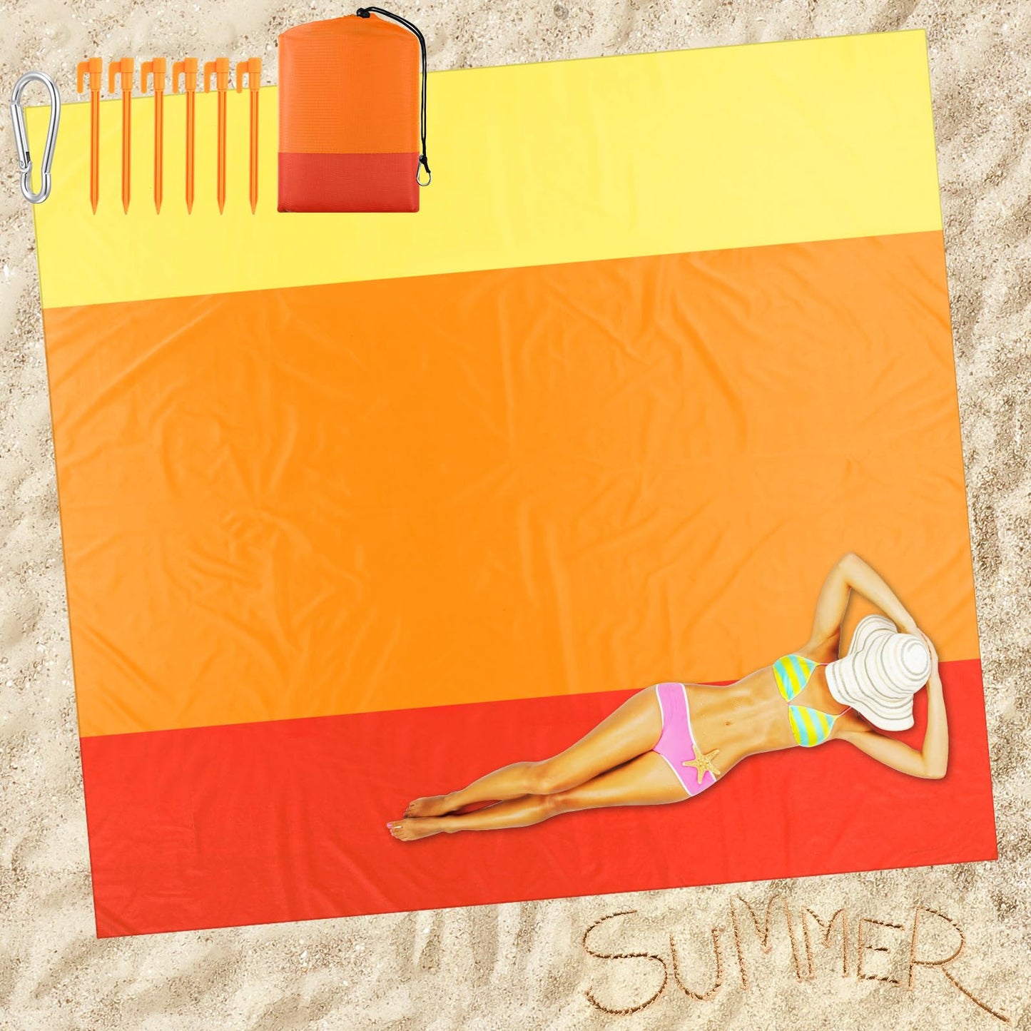 Drydiet Extra Large Beach Blanket Sandproof Waterproof 10 x 9 ft Beach Mat for 2-8 Adults Oversized Quick Drying Outdoor Picnic Blanket Lightweight Sand Free Mat for Travel Camping Hiking(Yellow)