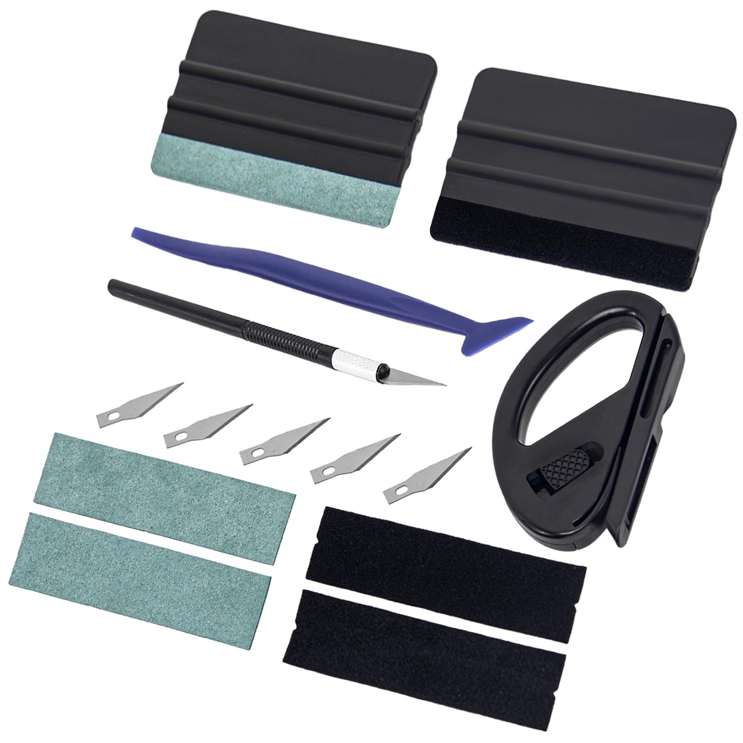 Amzdepot Window Tint Kit, Profession Car Wrap Kit with Felt Squeegee and Felt Replacements, Craft Knife and Blades, Safe Vinyl Cutter, Micro Squeegee for Vinyl Wrap Tools Tint Tools