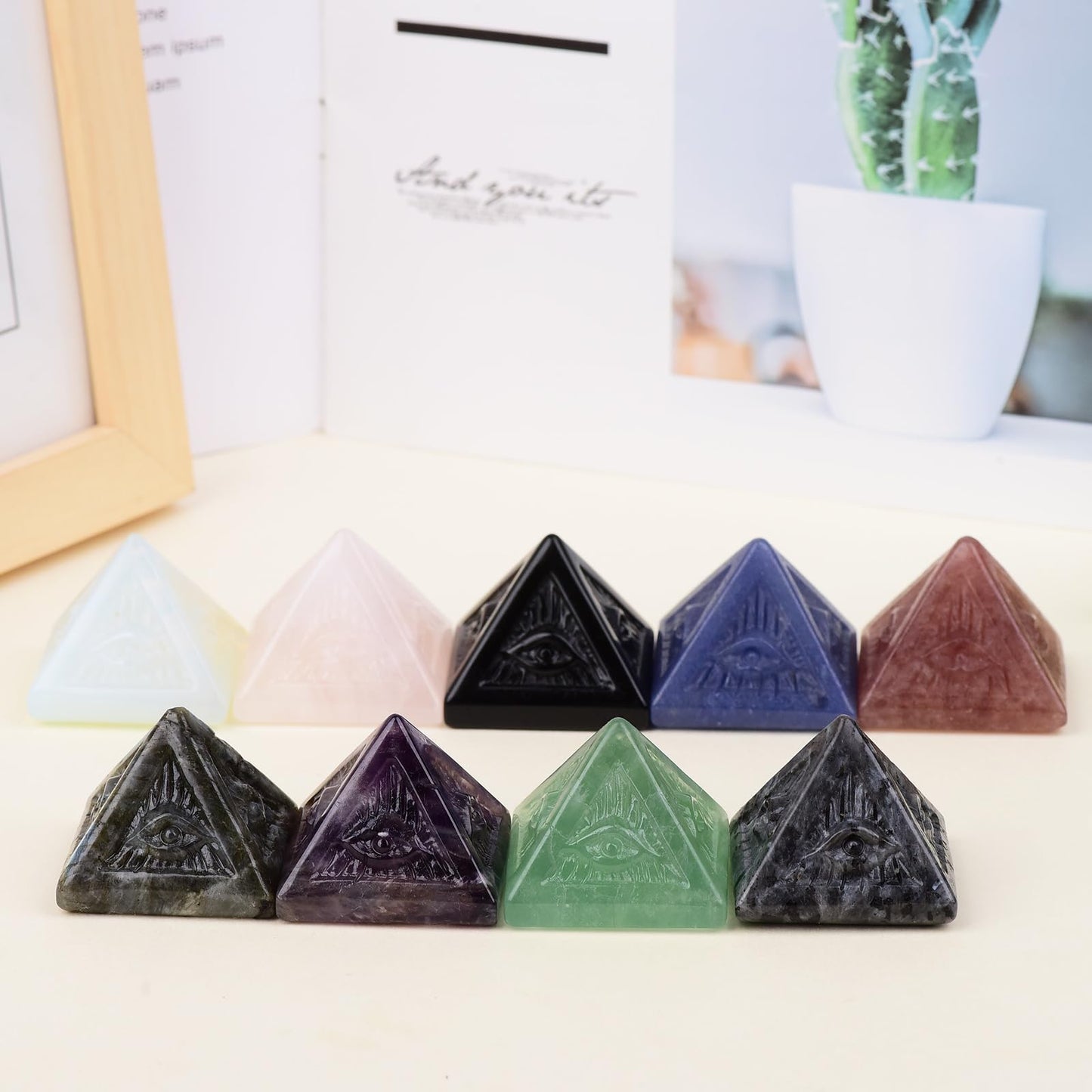 QLRSUXN Black Obsidian Healing Crystal Pyramid,Natural Stone Pyramid for Meditation, Reiki Energy, Chakra Balancing,Energy Enhancement - Great Gift for Home Decor, Office Desk, and Spiritual Practices