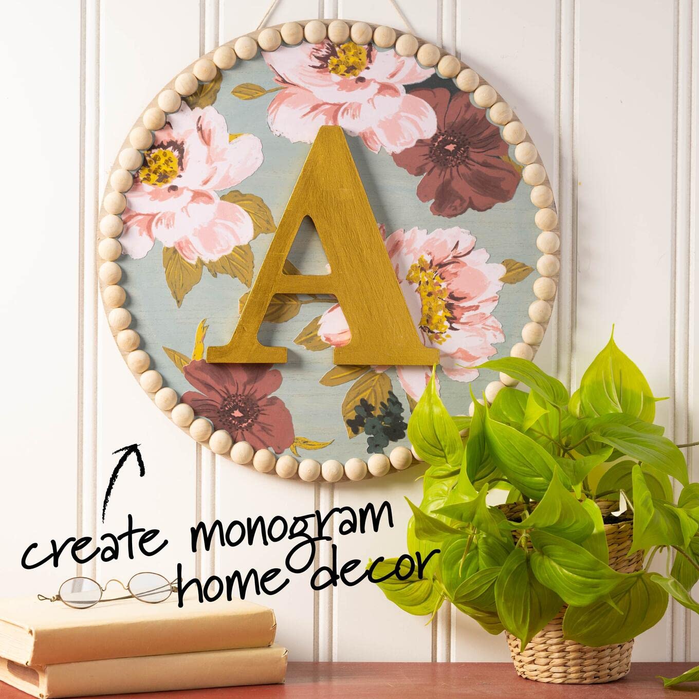 Plaid Unfinished Wood Letter, 8" Wooden Surface Perfect for DIY Arts and Crafts Projects, 63583