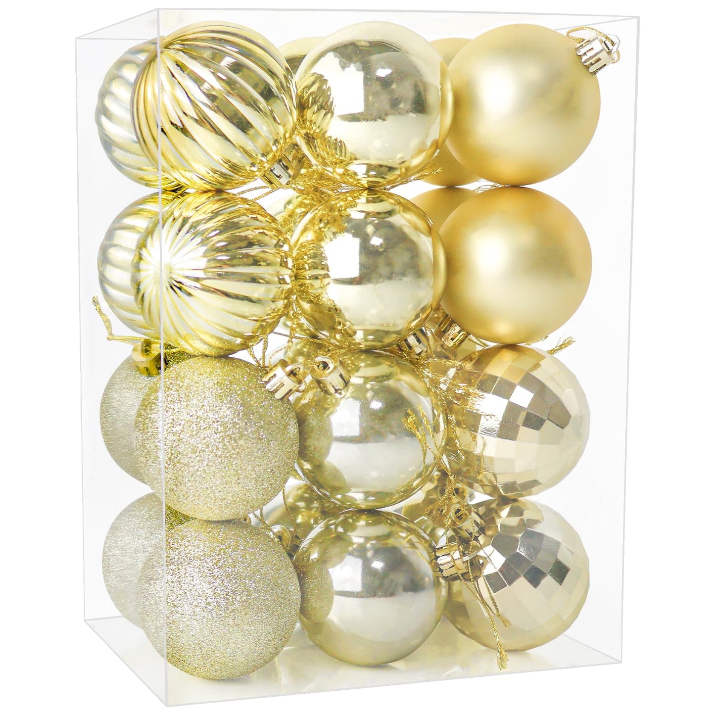 24ct Christmas Balls Ornaments, 2.36 Inch Christmas Tree Balls Ornaments, Decorative Baubles Decorations for Xmas Tree Decor Holiday Party, Champagne