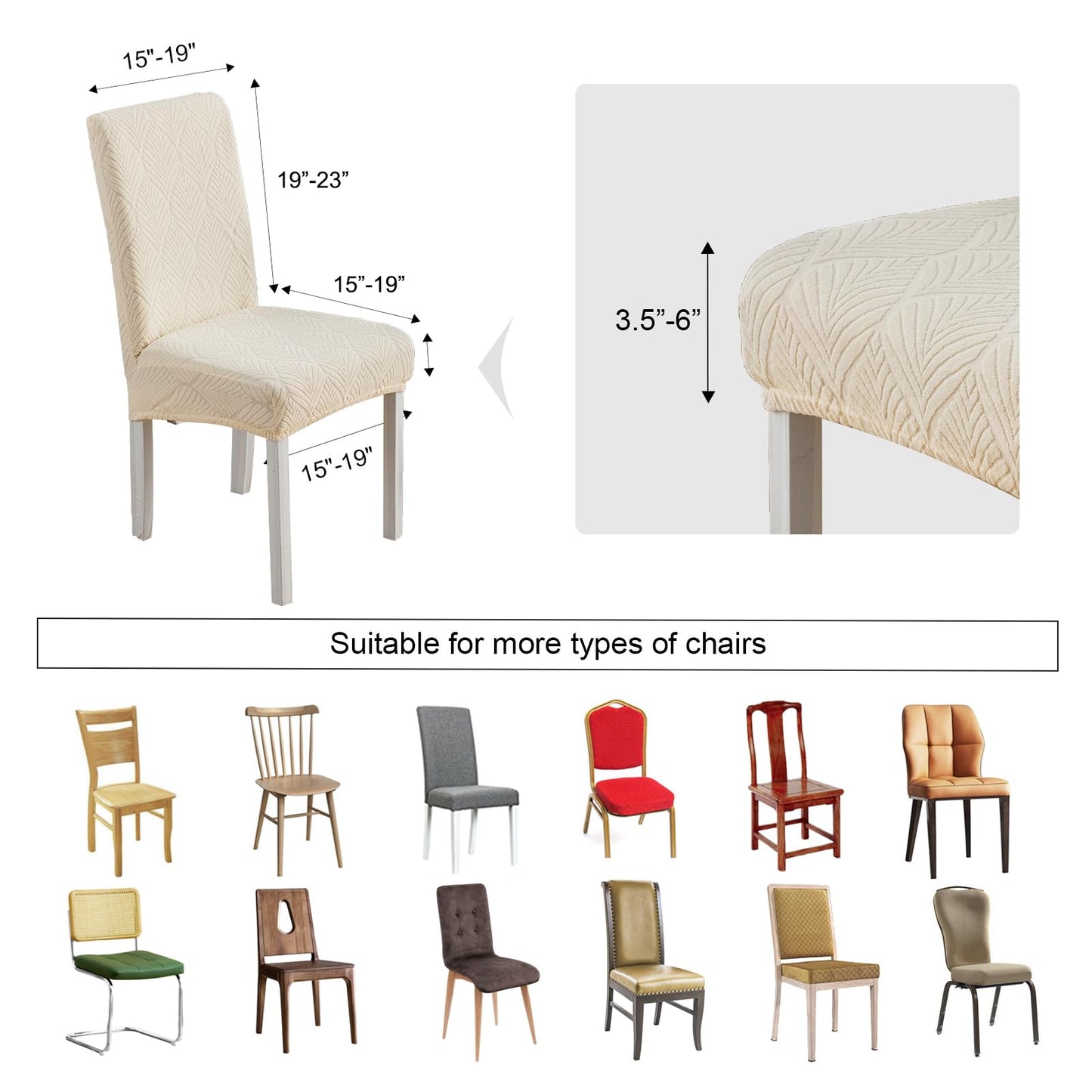YUEANG Chair Covers for Dining Chairs,100% Waterproof Dining Chair Covers Set of 4,Removable Stretch Parsons Slip,Washable Seat Protector for Kitchen Beige