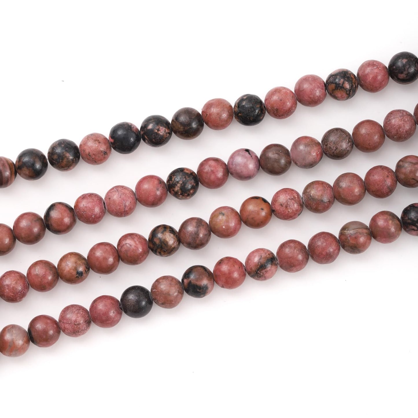 6mm 60pcs DIY Natural Black Line Rhodonite Stone Beads Round Healing Crystal Gemstone Loose Beads for Jewelry Making Handmade Bracelet Necklace